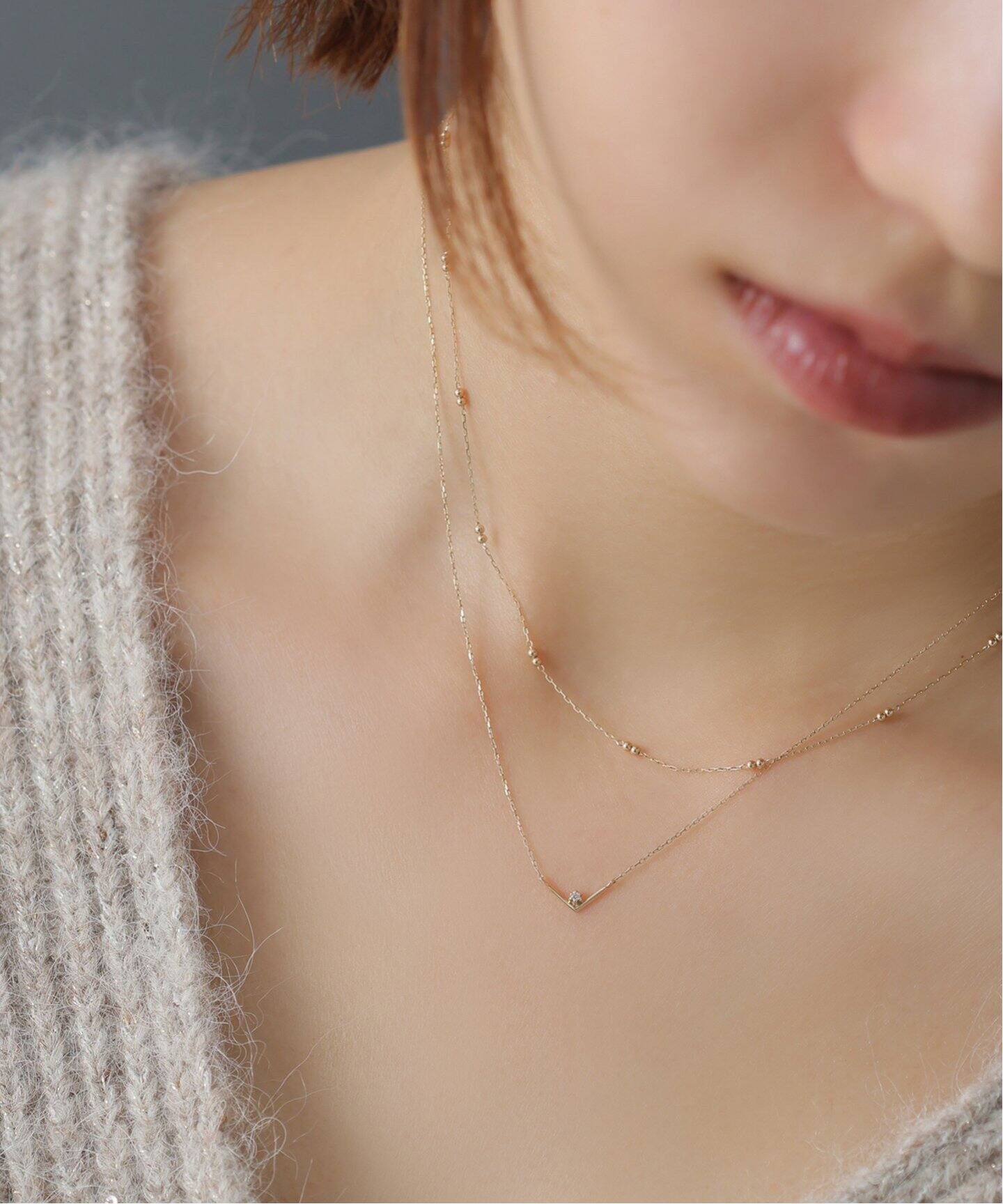 V*ダイヤモチーフネックレス K10（ネックレス）｜Lilas（リラ）の通販 