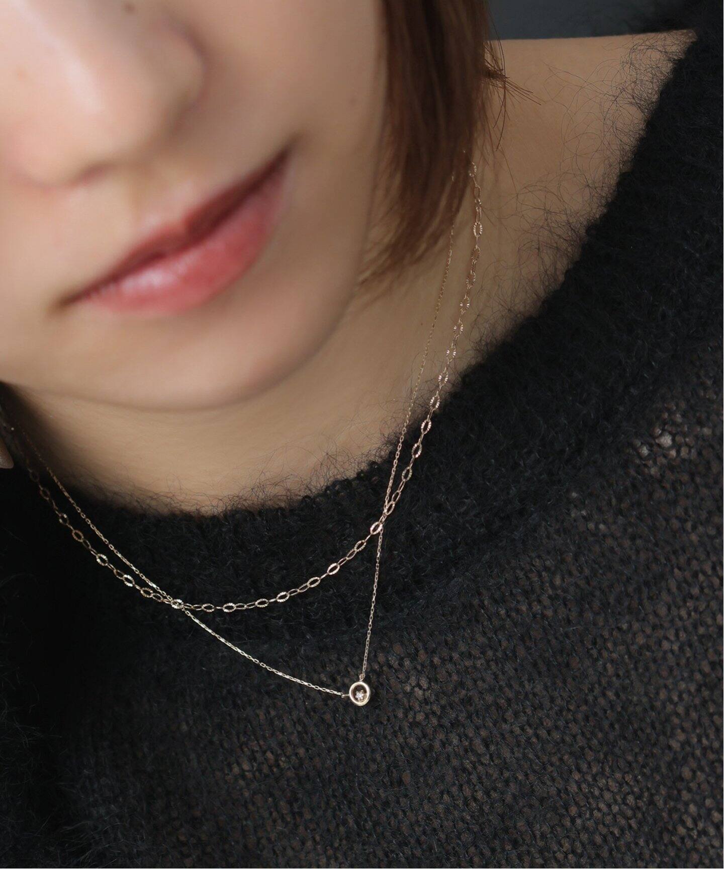 サークル*ダイヤモチーフネックレス K10（ネックレス）｜Lilas