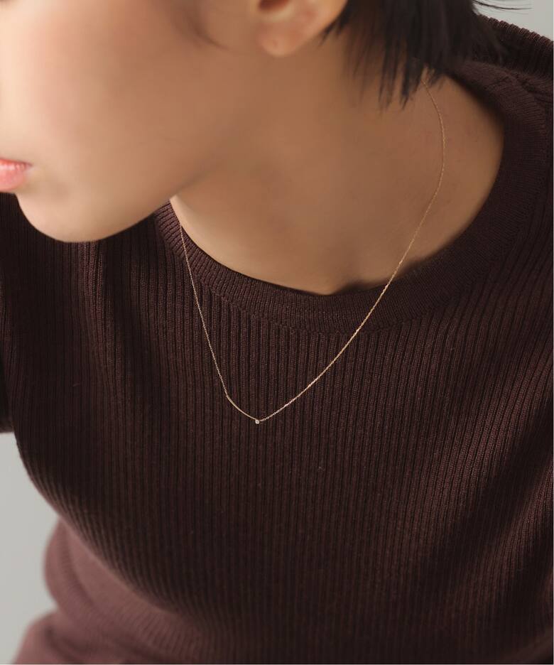 WEB限定》カーブライン1粒ダイヤネックレス K10（ネックレス）｜Lilas 