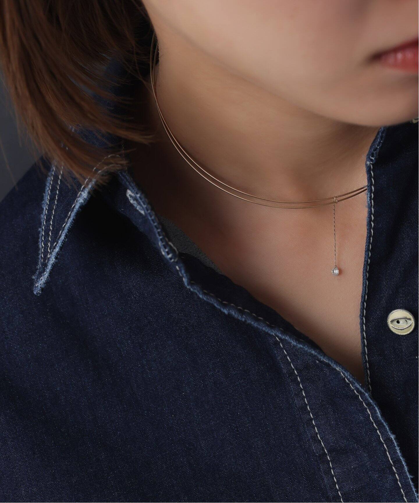 ホールダイヤ1ピースチェーンチョーカー0.16ct K10（ネックレス 