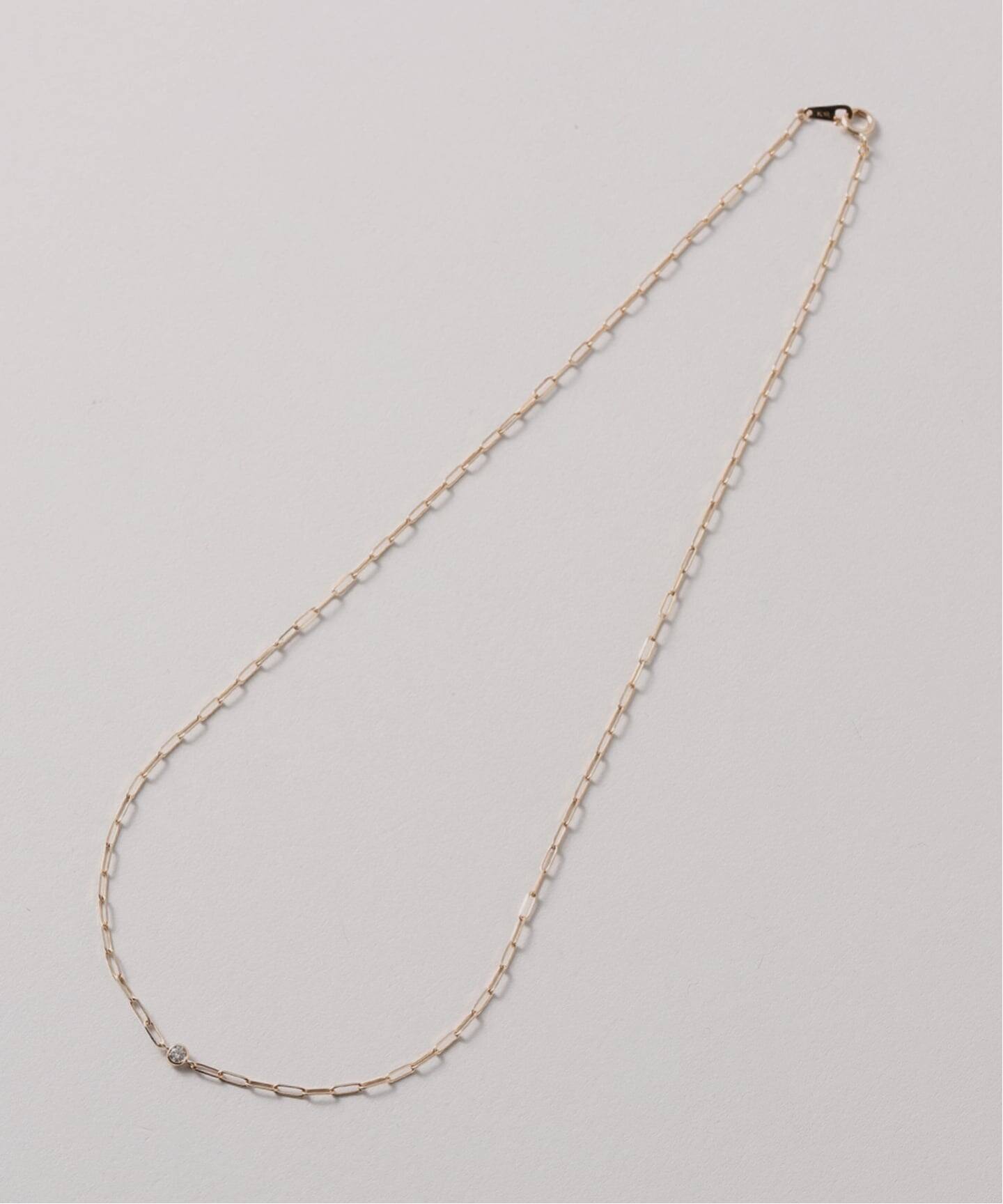 1粒ダイヤクリップチェーンネックレス K10（ネックレス）｜Lilas（リラ