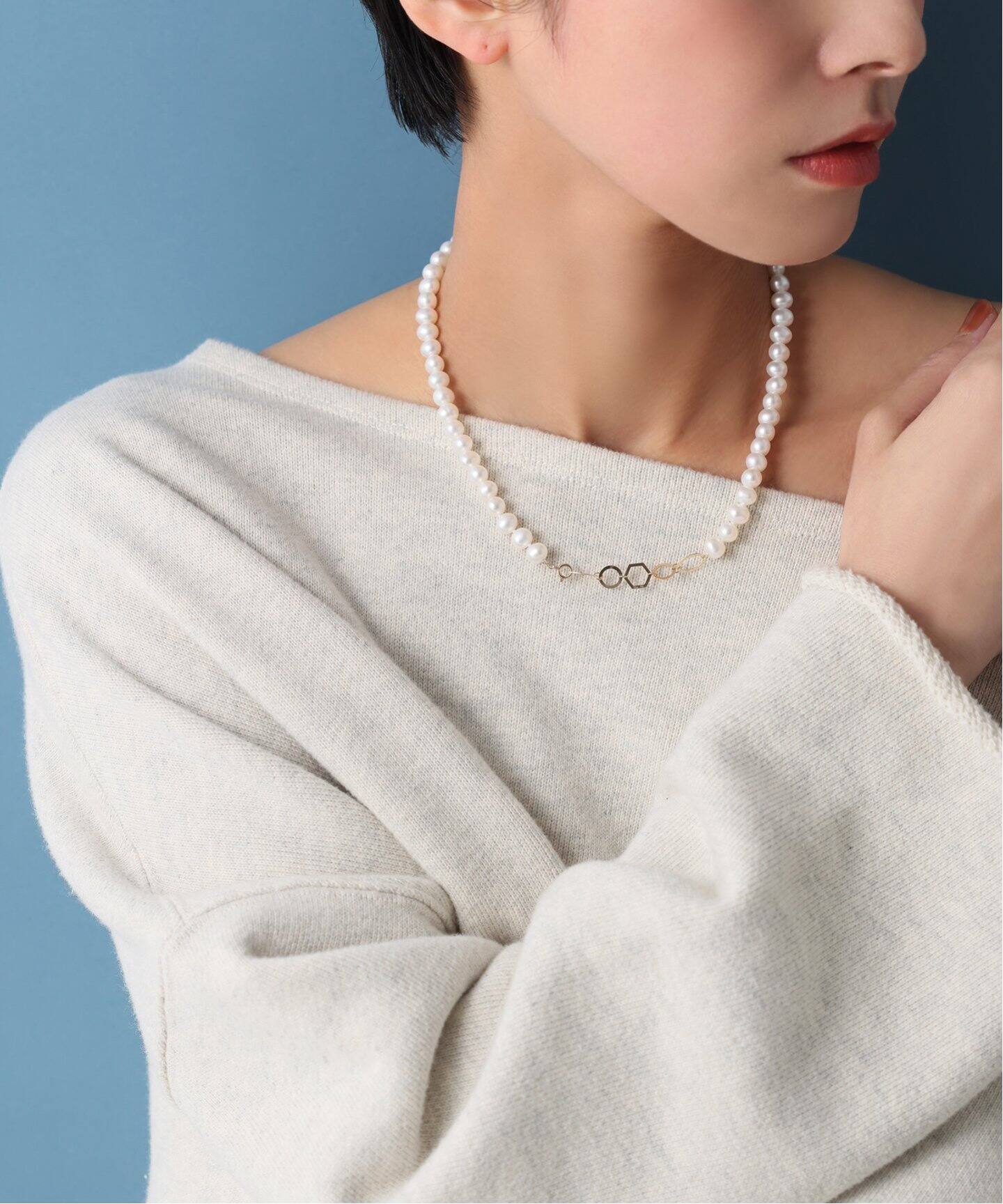 ポテトパール*テクスチャーパーツネックレス K10（ネックレス）｜Lilas