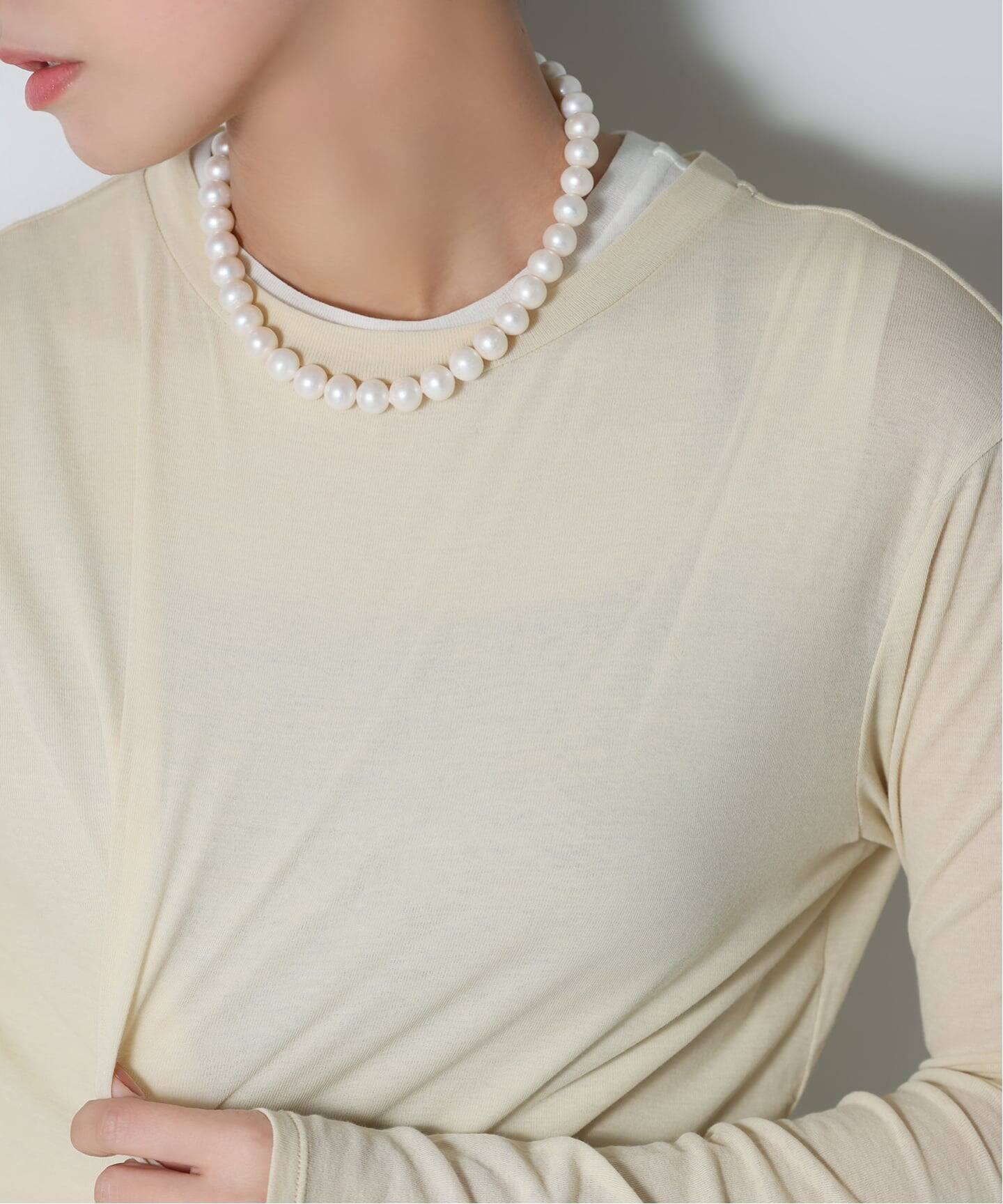 追加》エシカル淡水ポテトパールネックレス10mm40cm SV（ネックレス  