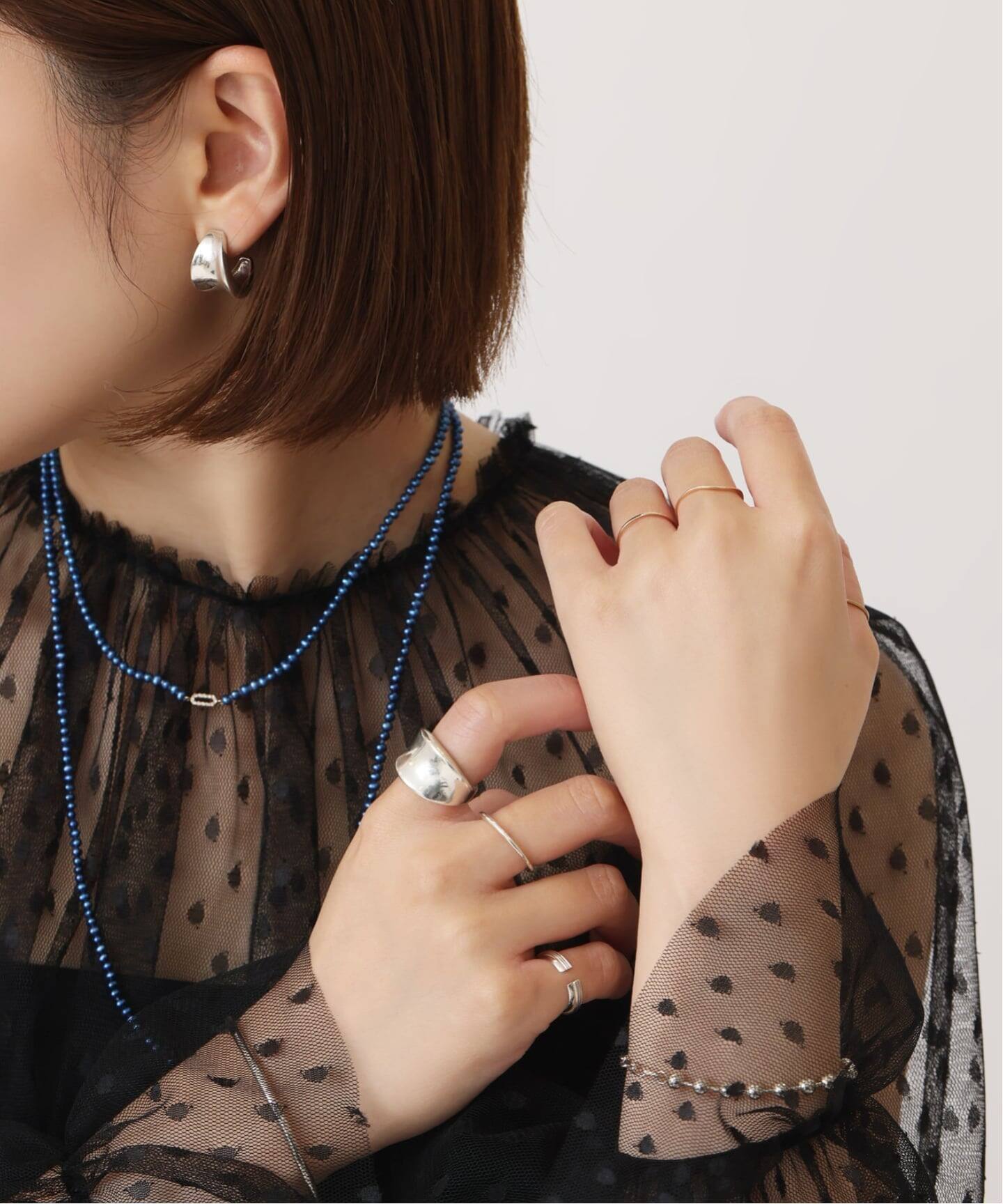 インディゴパール3mmサークルダイヤネックレス K10（ネックレス 