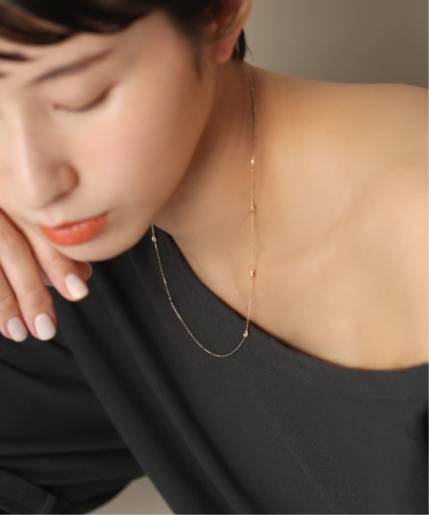 新品Lilas リラ ラフカットクォーツ テクスチャーネックレス K10ゴールド ラフカットクォーツテクスチャーネックレス K10（ネックレス