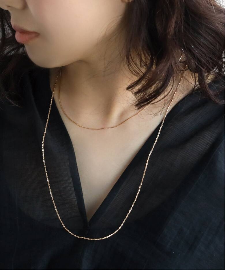フェイクモザイクチェーン60cmネックレス K10（ネックレス）｜Lilas 