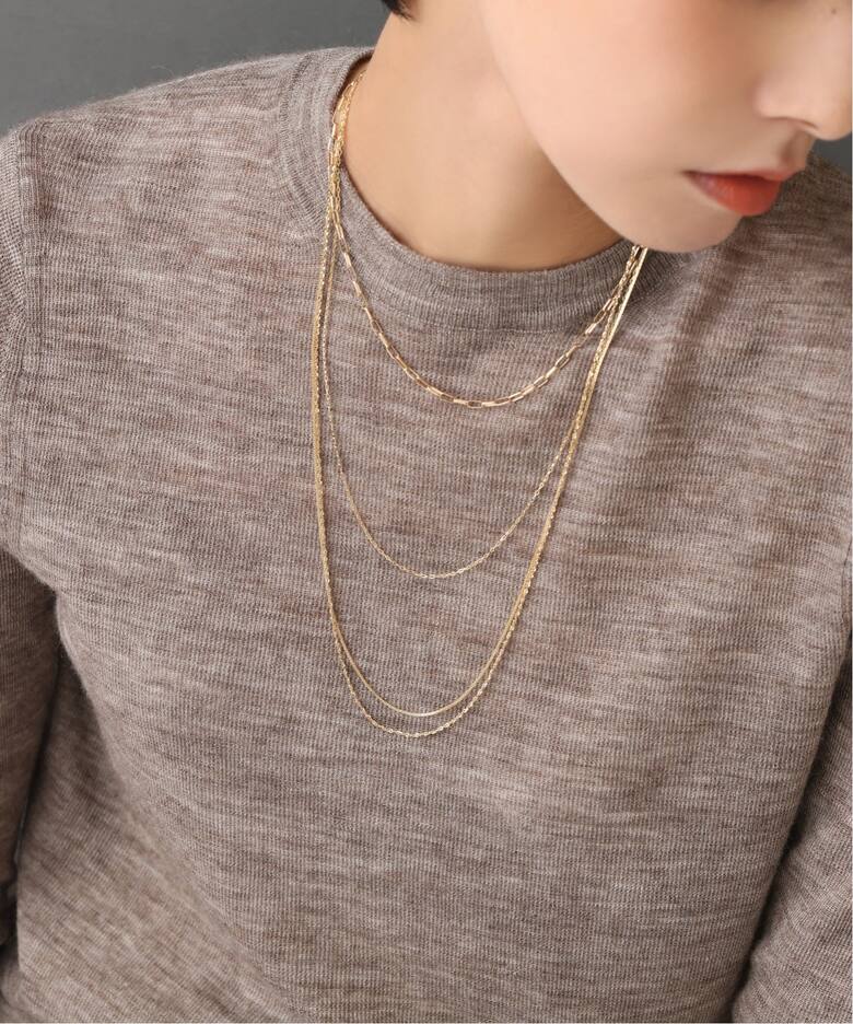 フェイクモザイクチェーン60cmネックレス K10（ネックレス）｜Lilas 
