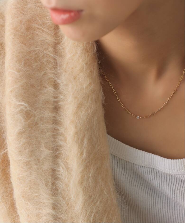 追加》ダブルホールダイヤクリップチェーンネックレス0.08ct K18 