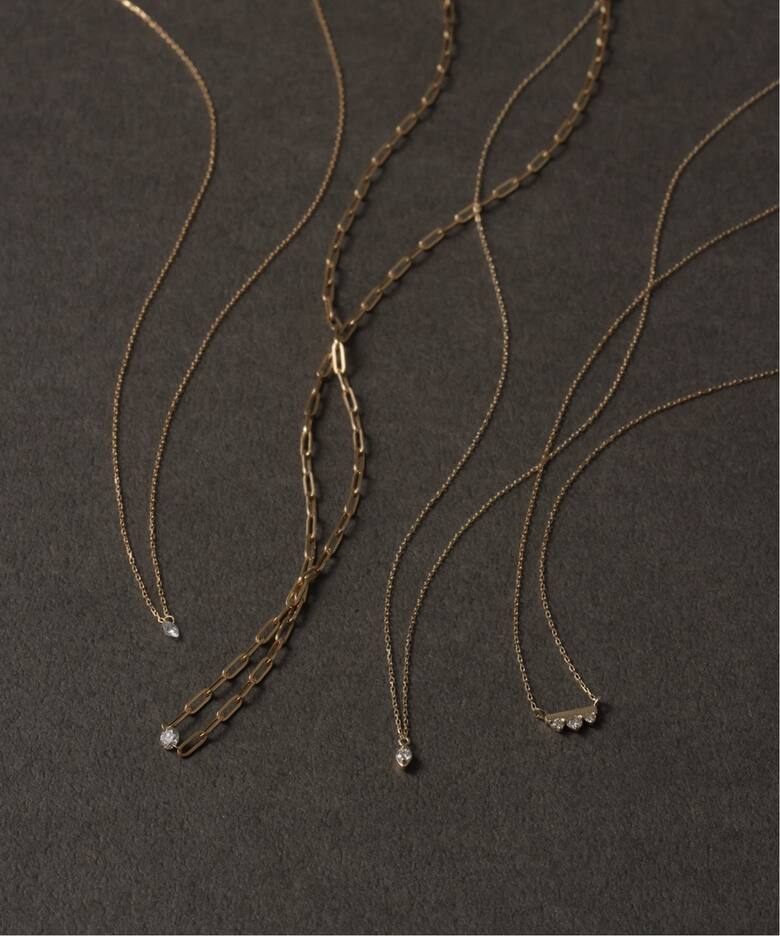 追加》ダブルホールダイヤクリップチェーンネックレス0.08ct K18 