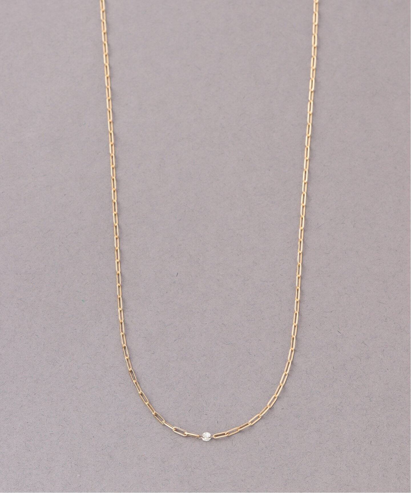 追加》ダブルホールダイヤクリップチェーンネックレス0.08ct K18 