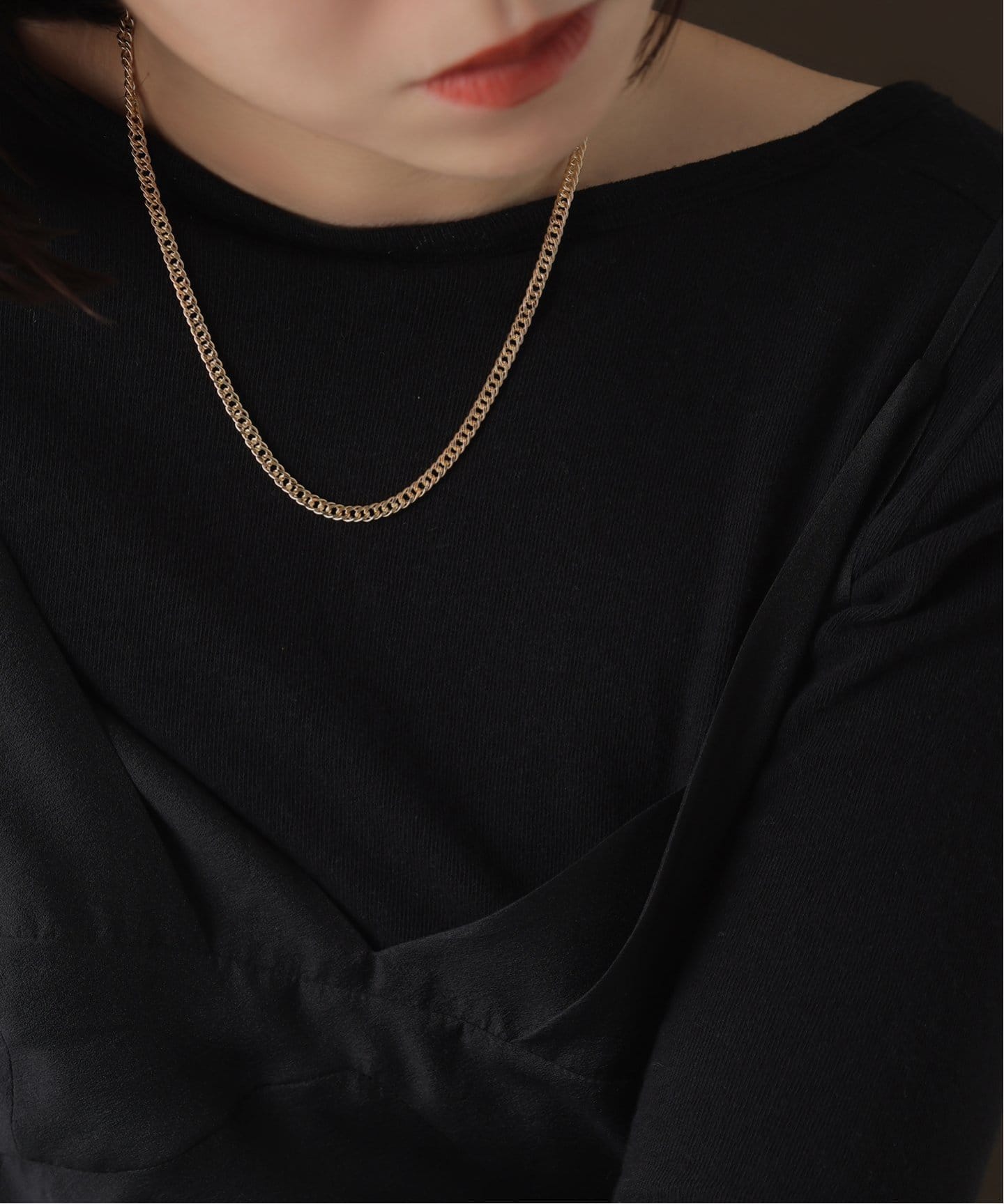 hollowダブルキヘイチェーン42cmネックレス K18（ネックレス）｜Lilas