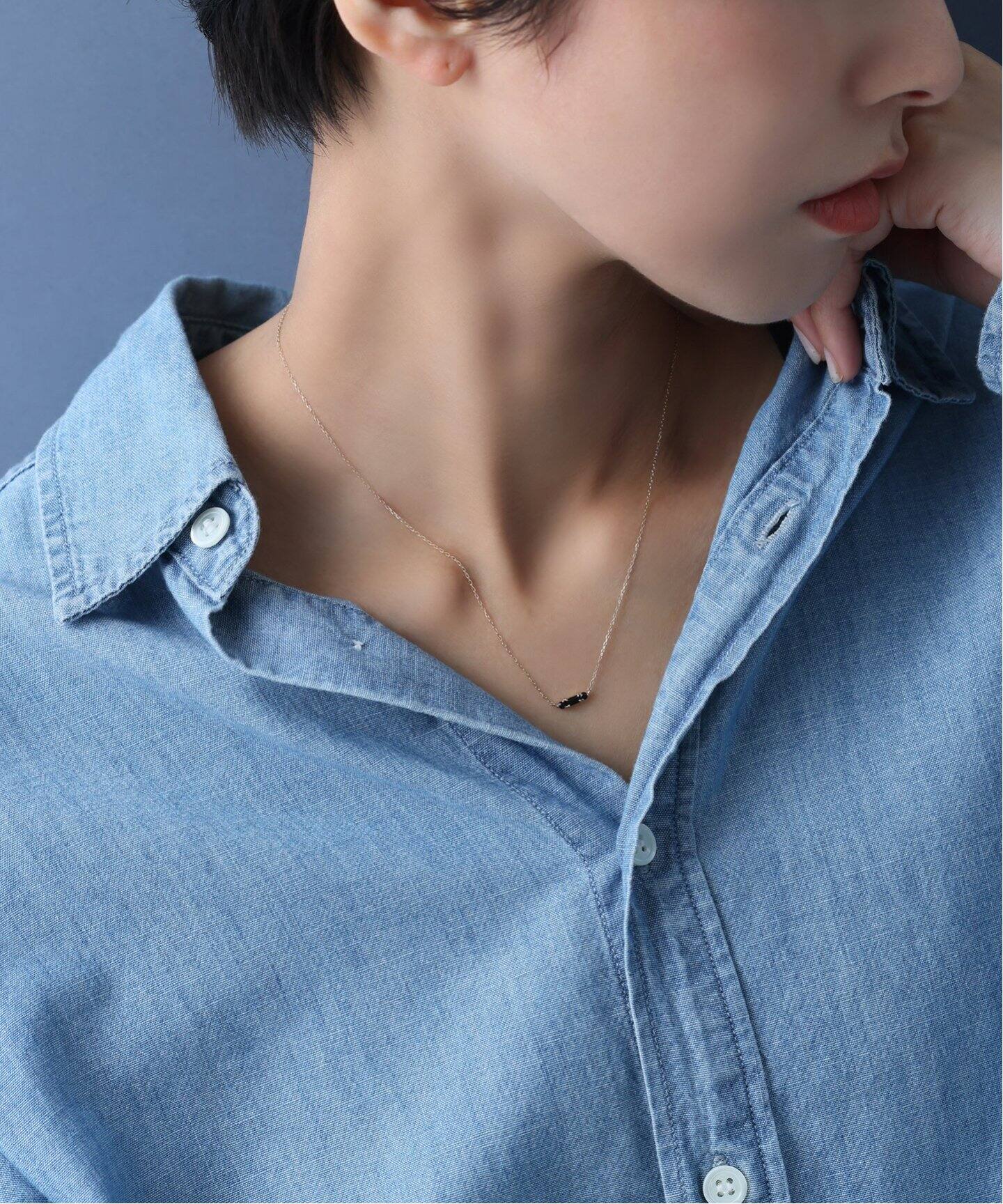 オニキスヘキサゴンモチーフネックレス K10（ネックレス）｜Lilas 