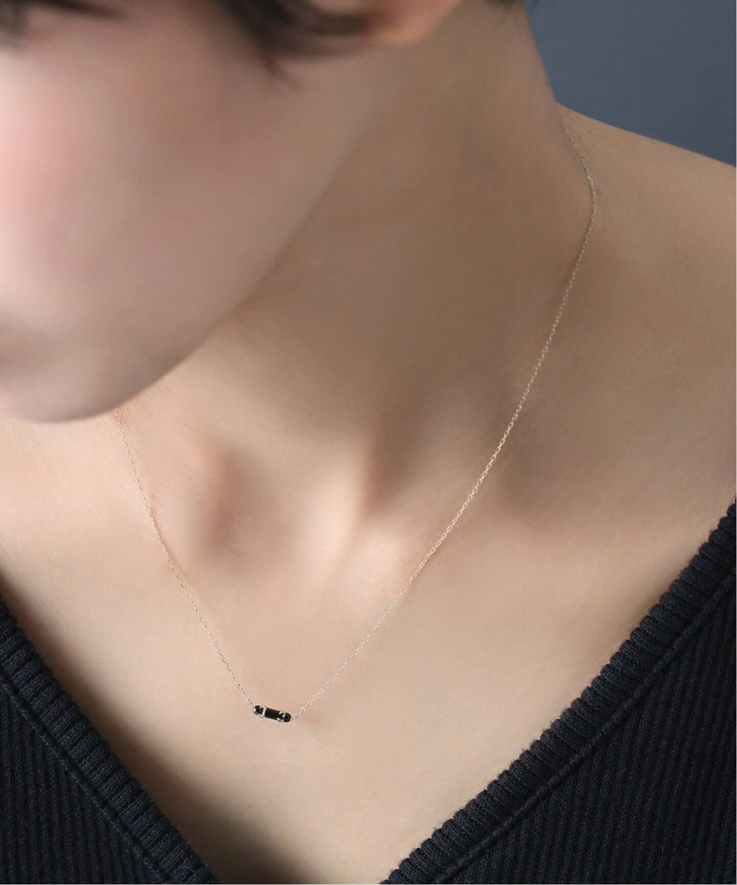 オニキスヘキサゴンモチーフネックレス K10（ネックレス）｜Lilas 