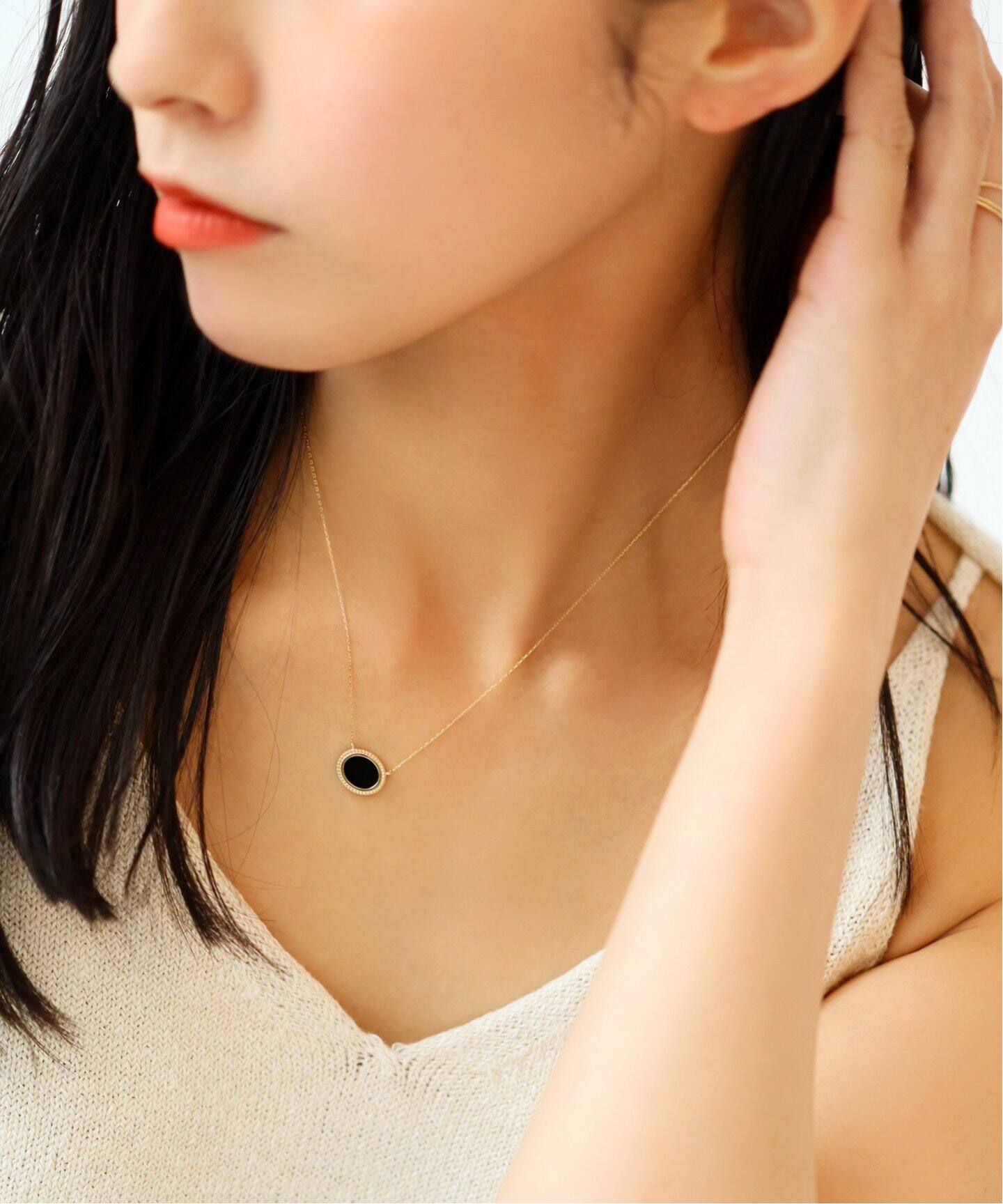 美品 K10 むつかしい ブラックオニキス ネックレス