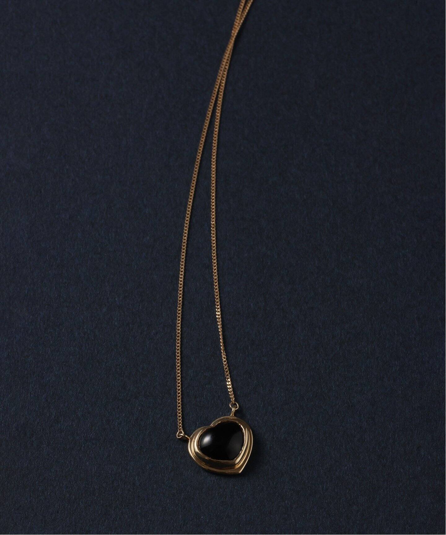 ハートカボションオニキス50cmネックレス K10（ネックレス）｜Lilas 