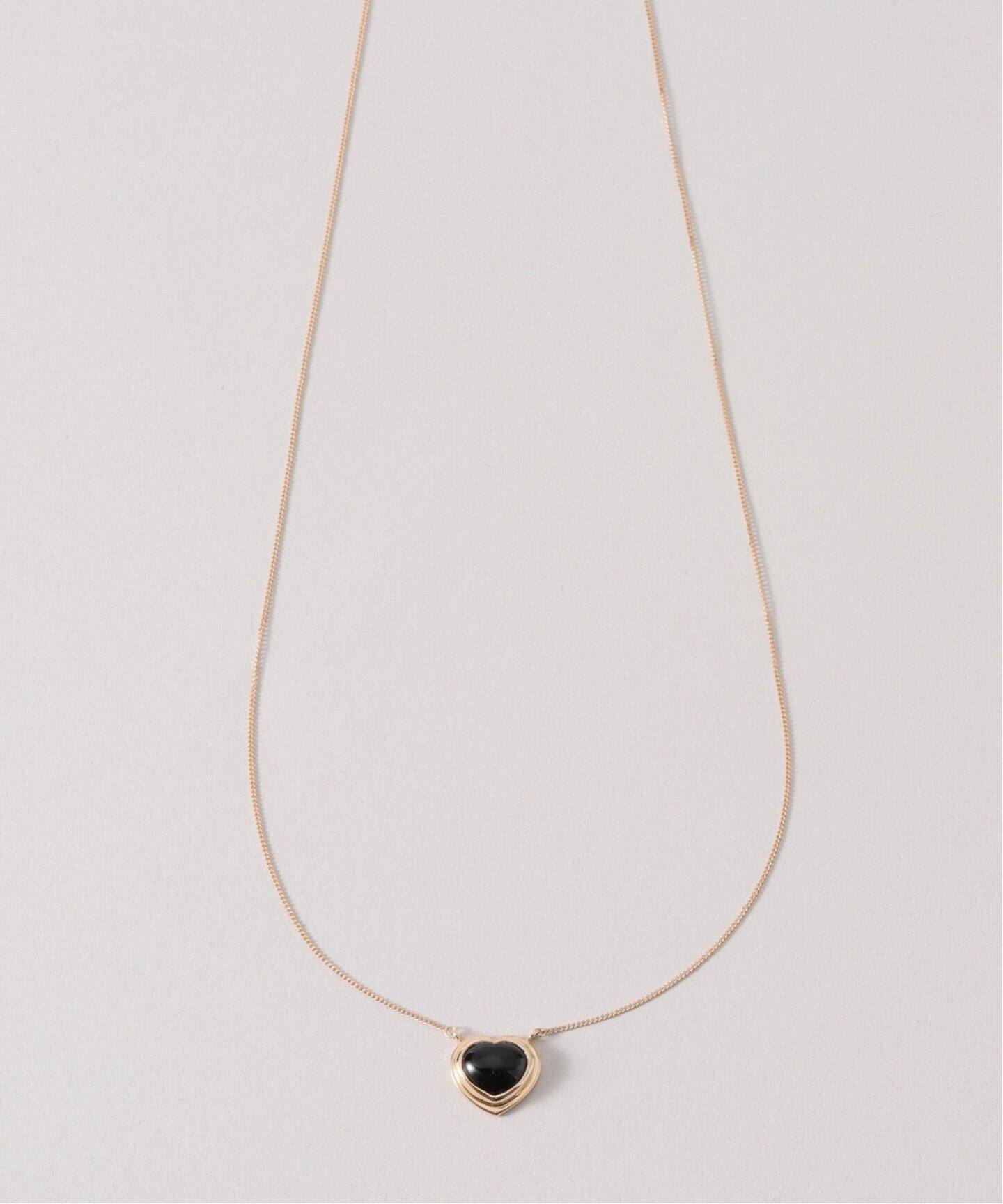 ハートカボションオニキス50cmネックレス K10（ネックレス）｜Lilas 