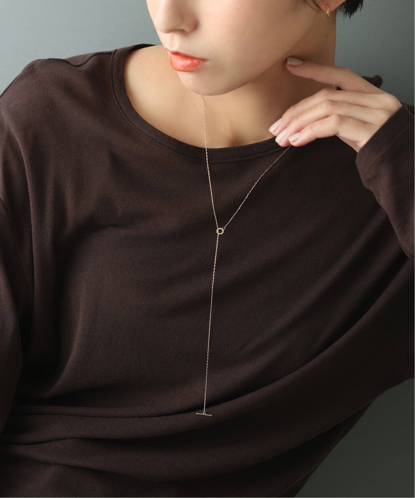Tバーラディアントチェーン60cmネックレス K10（ネックレス）｜Lilas 
