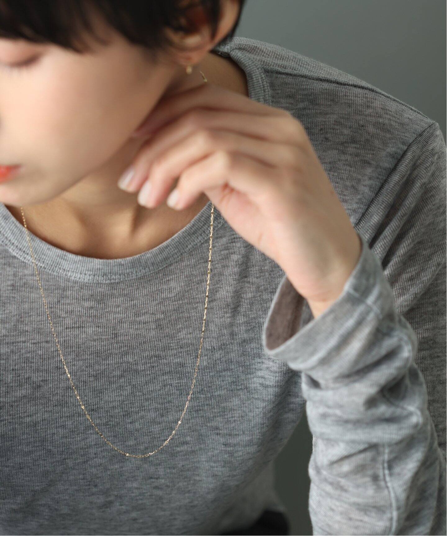 トゥインクルチェーン60cmネックレス K10（ネックレス）｜Lilas（リラ 