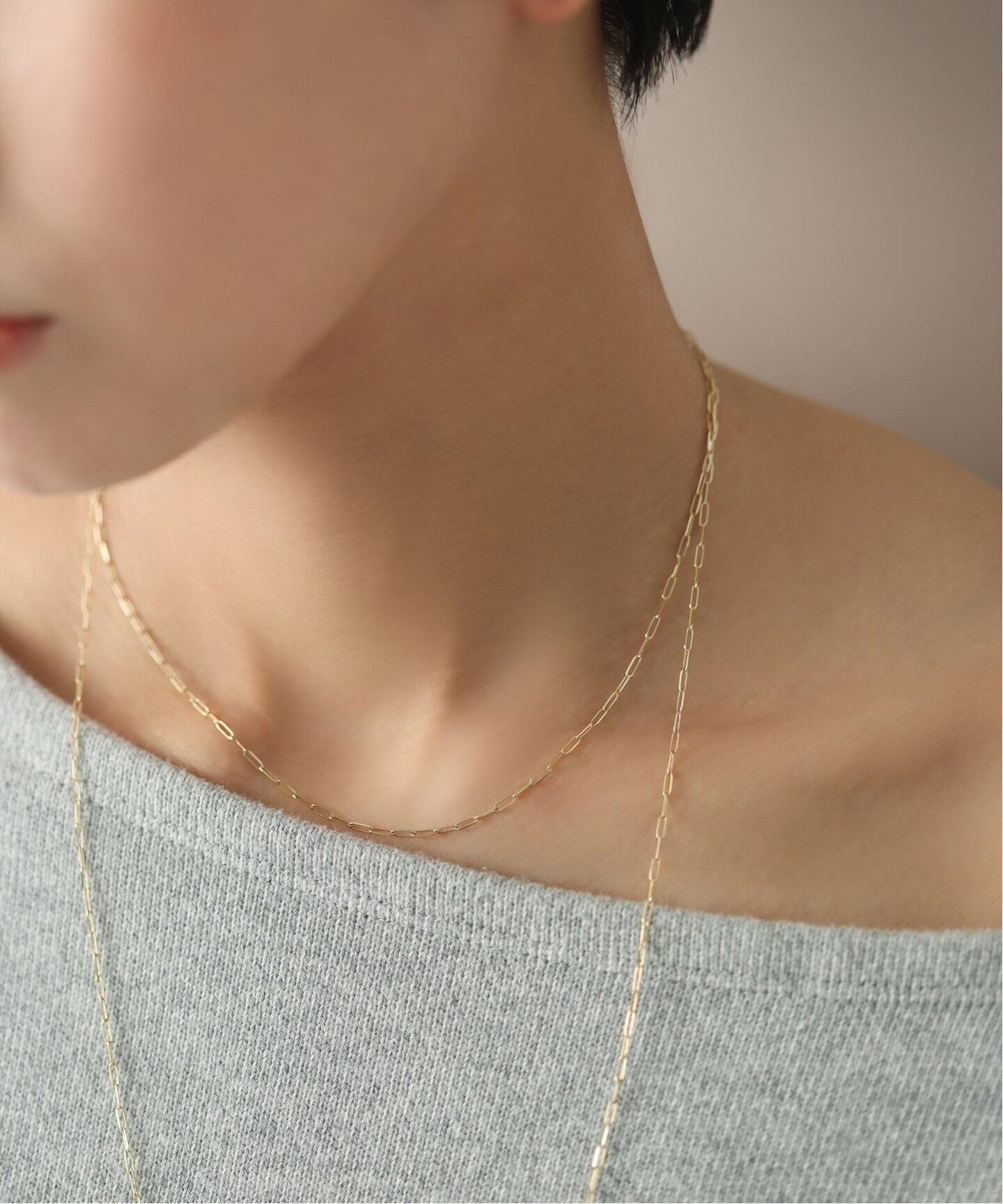 ペーパークリップチェーン38cmネックレス K10（ネックレス）｜Lilas 