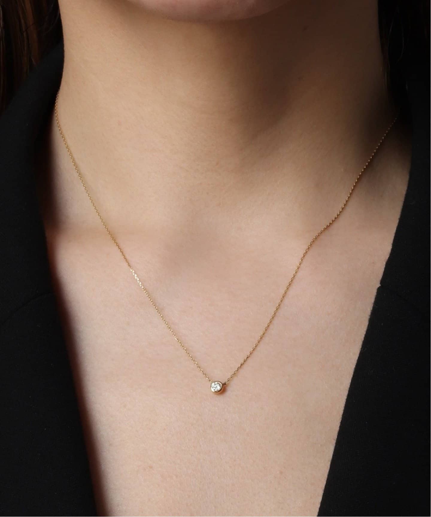 割引クーポン 0.1ct 18K diamond necklace（ネックレス setting bezel アクセサリー