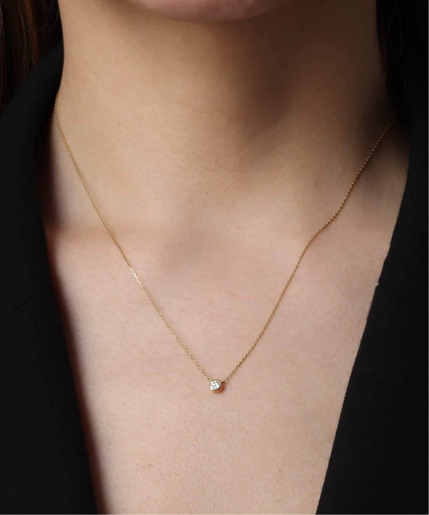 18K 0.1ct diamond bezel setting necklace（ネックレス）｜DECOUVERTE