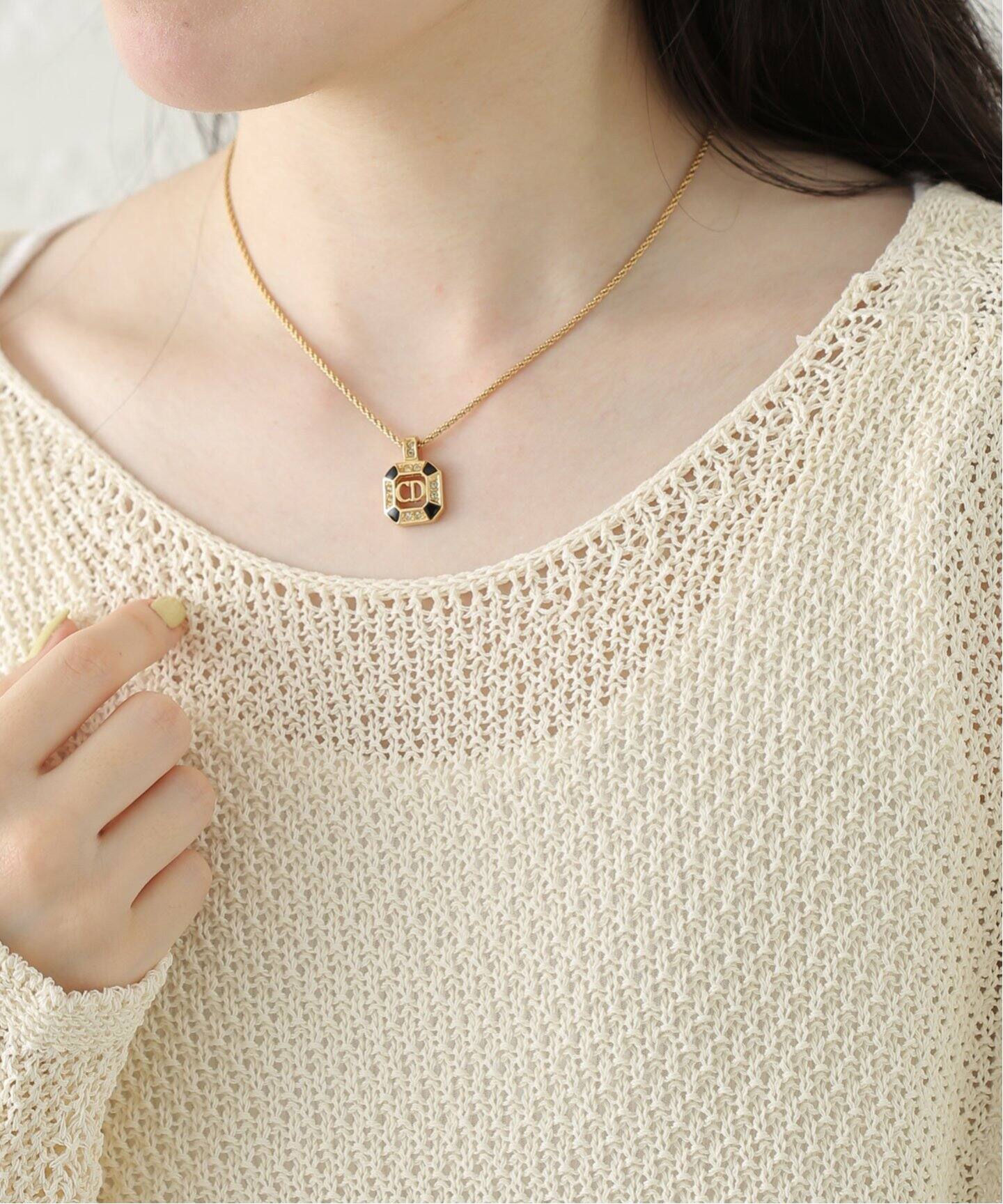 VINTAGE DIOR/ディオール】necklace logo rs octagon（ネックレス 