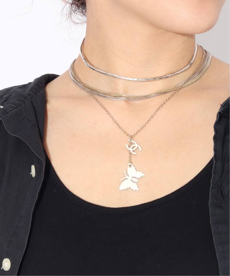 VINTAGE CHANEL/シャネル】Necklace logo butterfly（ネックレス 