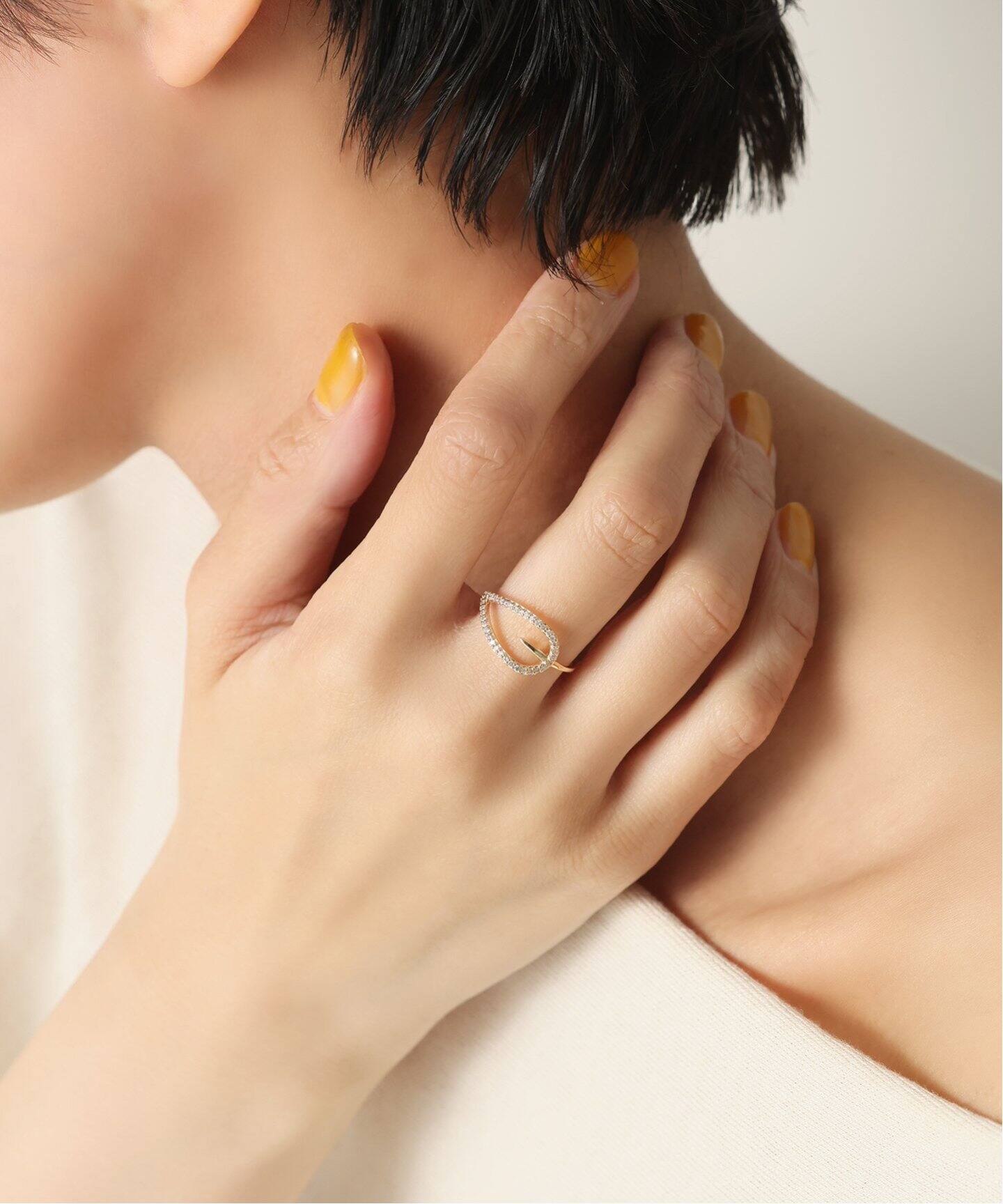 ティアドロップラインダイヤリング K10（リング）｜Lilas（リラ）の  