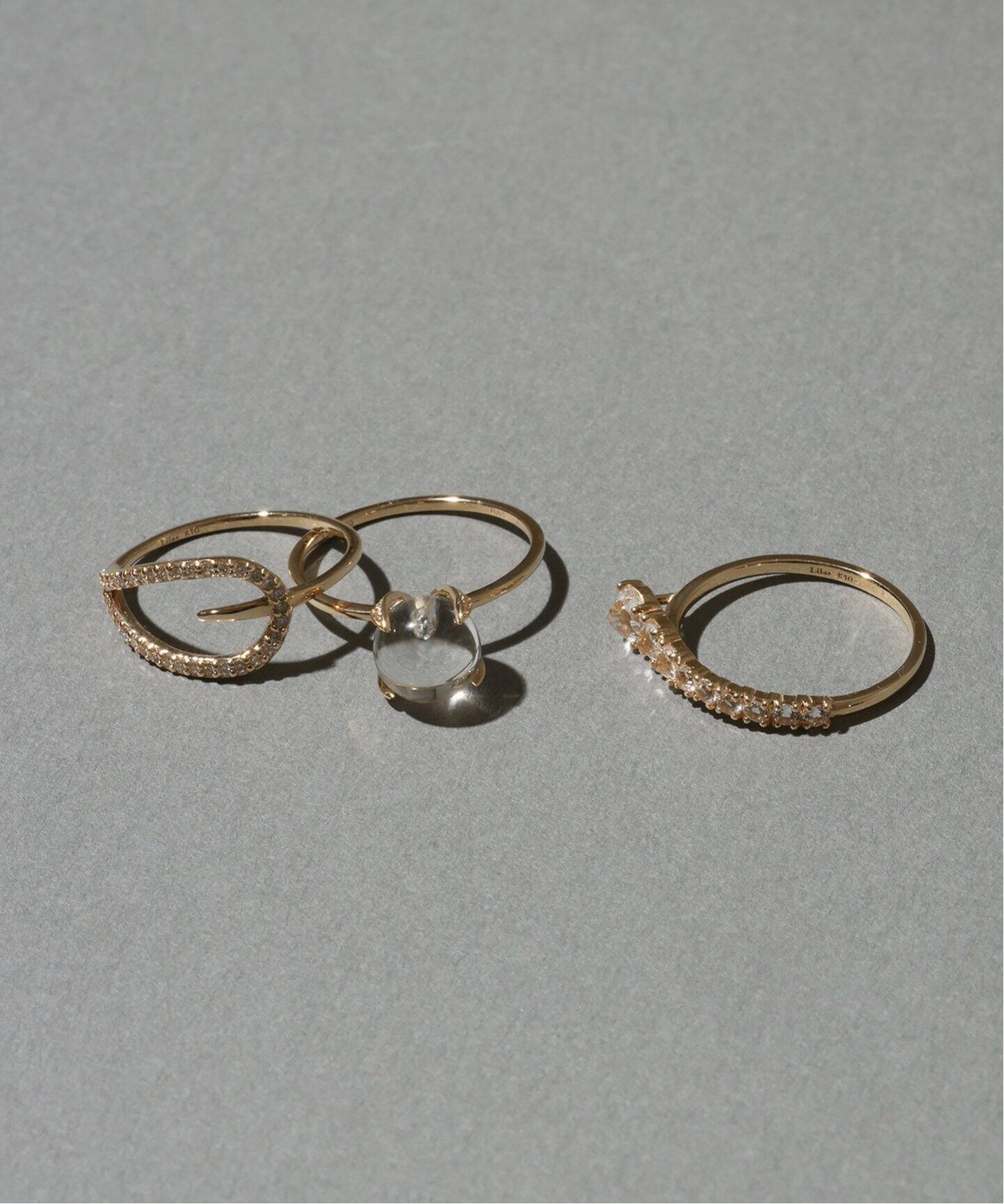 ティアドロップラインダイヤリング K10（リング）｜Lilas（リラ）の  