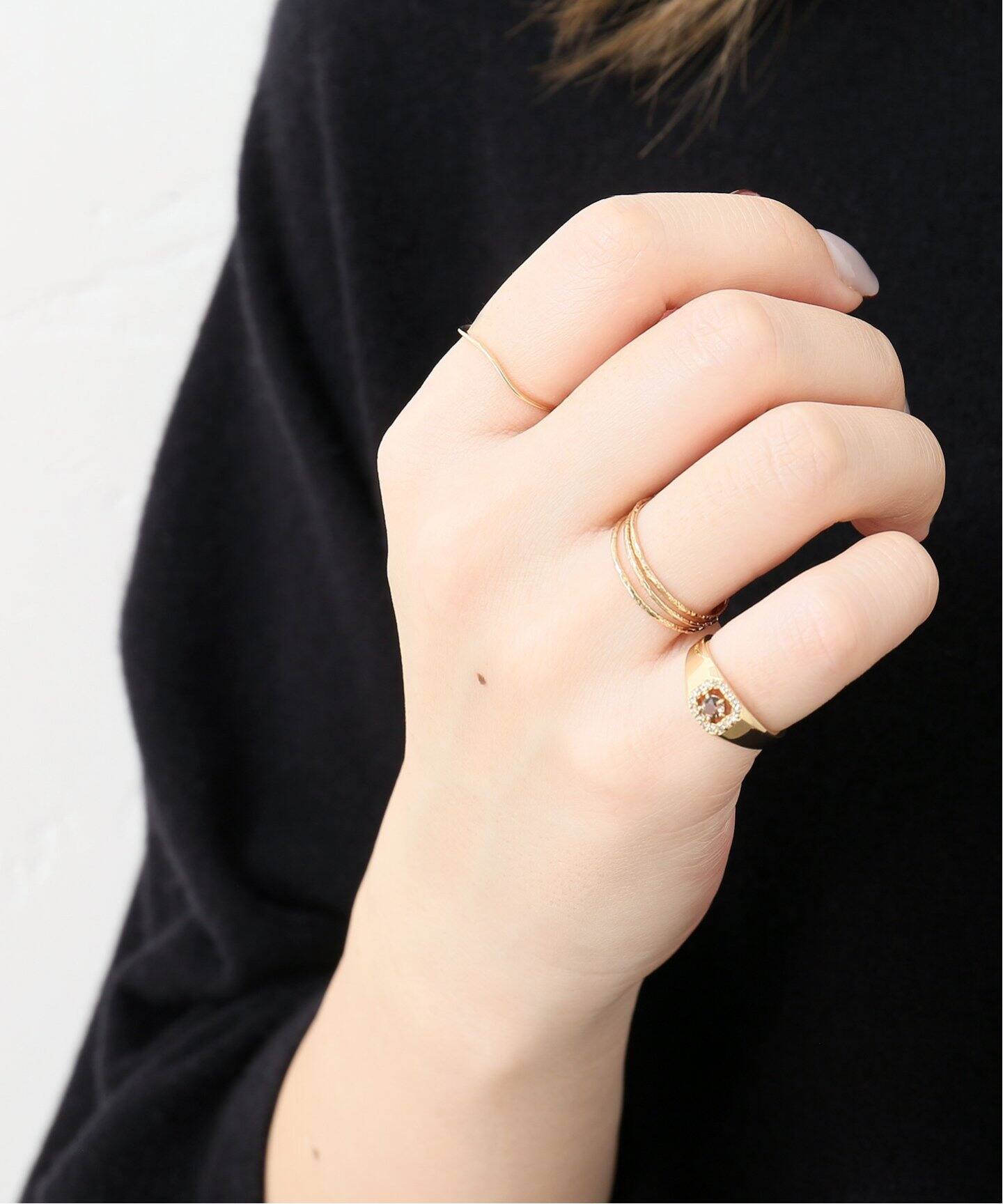 テクスチャー3本リング K10（リング）｜Lilas（リラ）の通販  