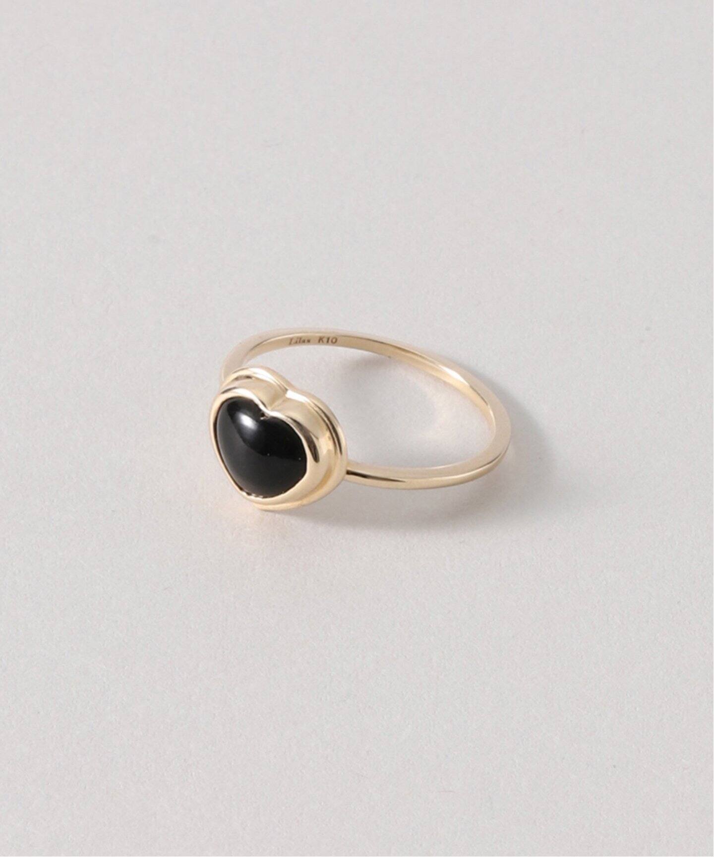 ハートカボションオニキスリング K10（リング）｜Lilas（リラ）の通販  