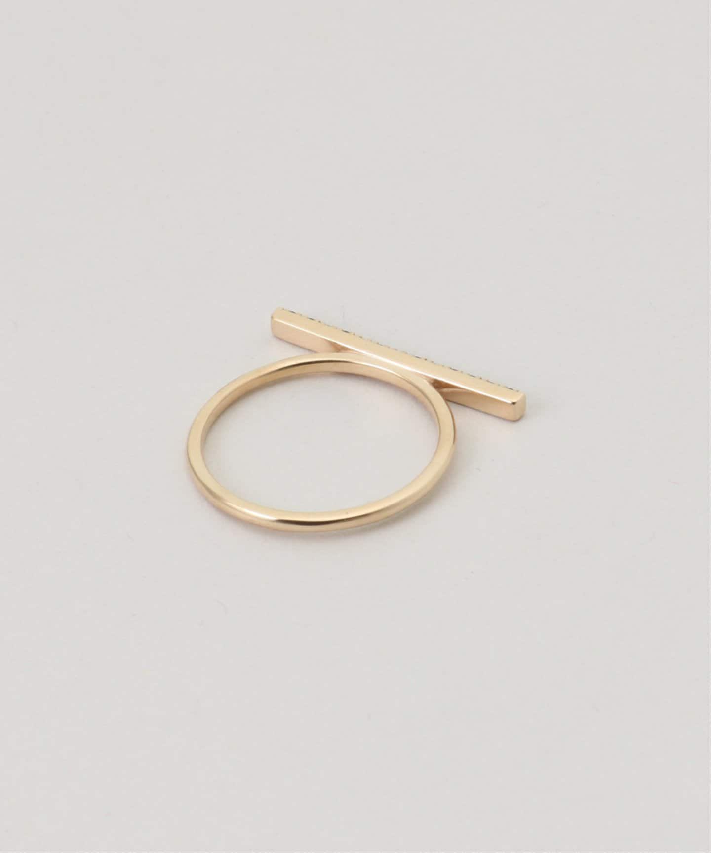 DÉCOUVERTE 10Kイエローゴールド　バーリング 11号 10K onyx bar ring／11．13・15（リング）｜DECOUVERTE（デクー