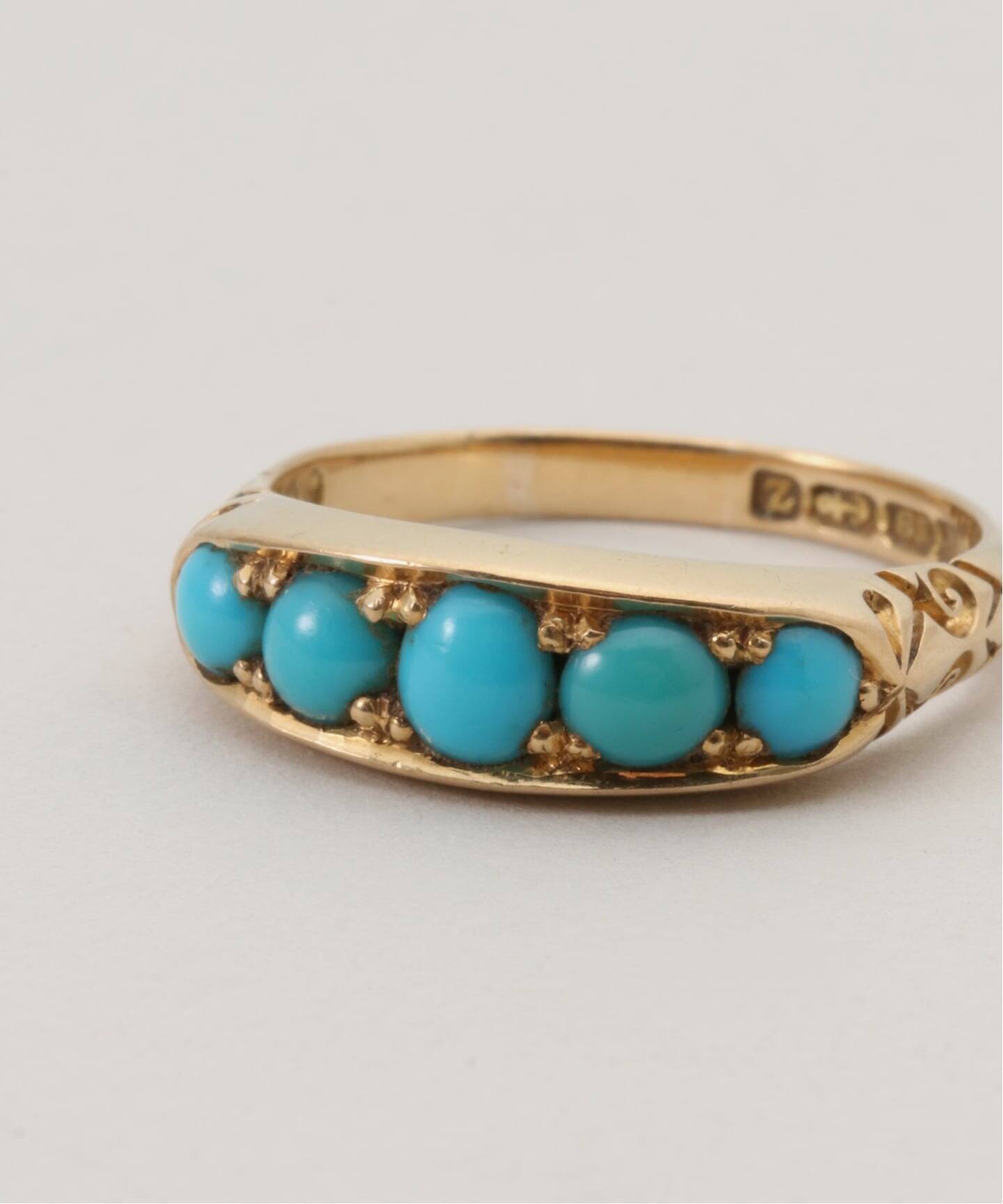 UK Vintage Jewelry】K18 RIFT IN TURQUOISE RING（リング）｜WORLDLY 