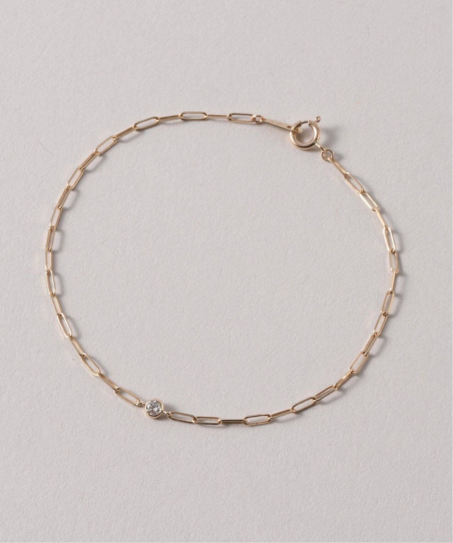 1粒ダイヤクリップチェーンブレスレット K10（ブレスレット・バングル  