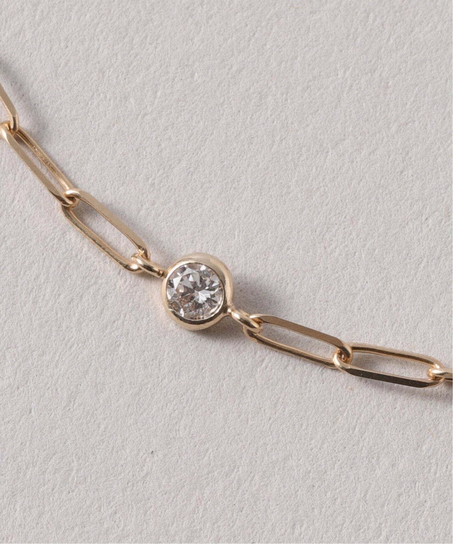 1粒ダイヤクリップチェーンブレスレット K10（ブレスレット・バングル  