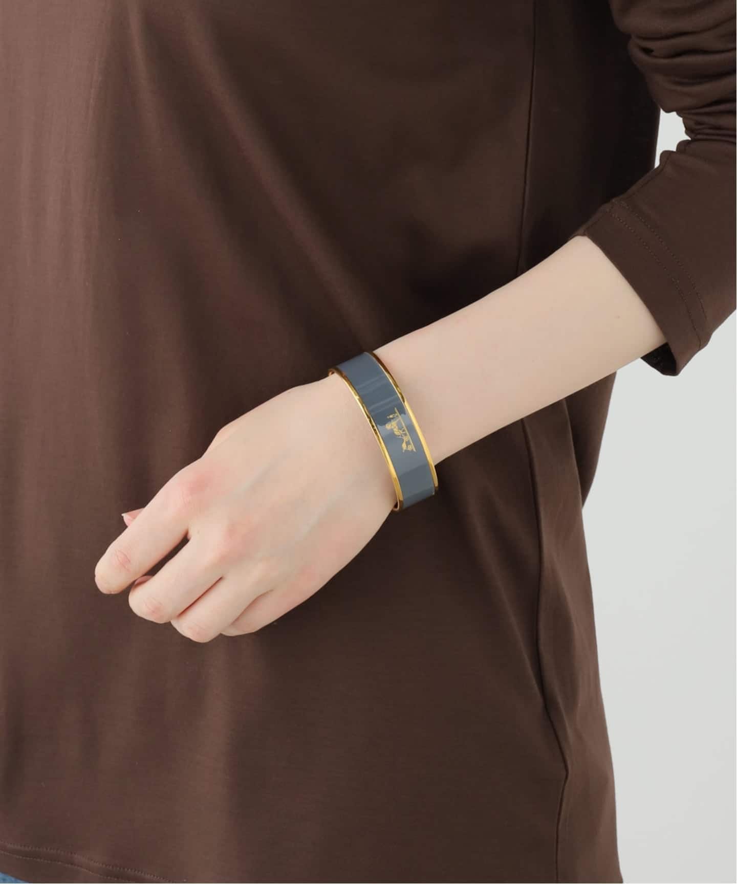 HERMES ブラック/ブルー バングル VINTAGE HERMES/エルメス】 Email bangle gm navy（ブレスレット