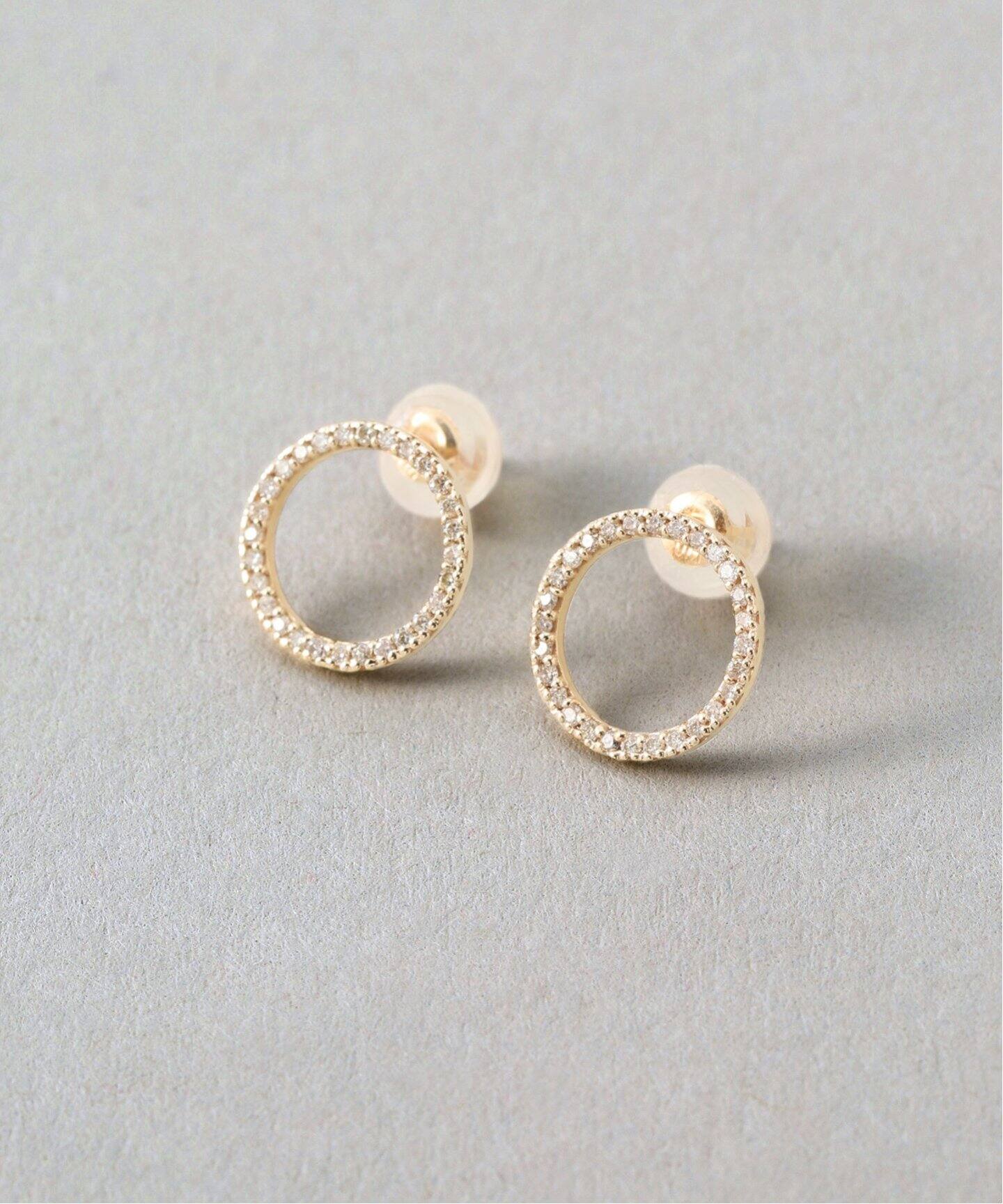 追加》サークルダイヤピアス K10（両耳）（ピアス（両耳用））｜Lilas 