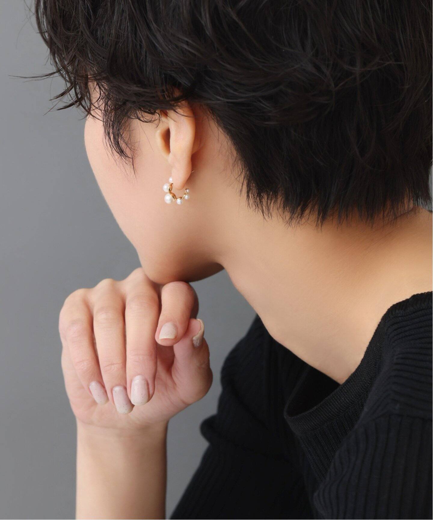 グラデーションパールスモールフープピアス K10（両耳）（ピアス（両耳 
