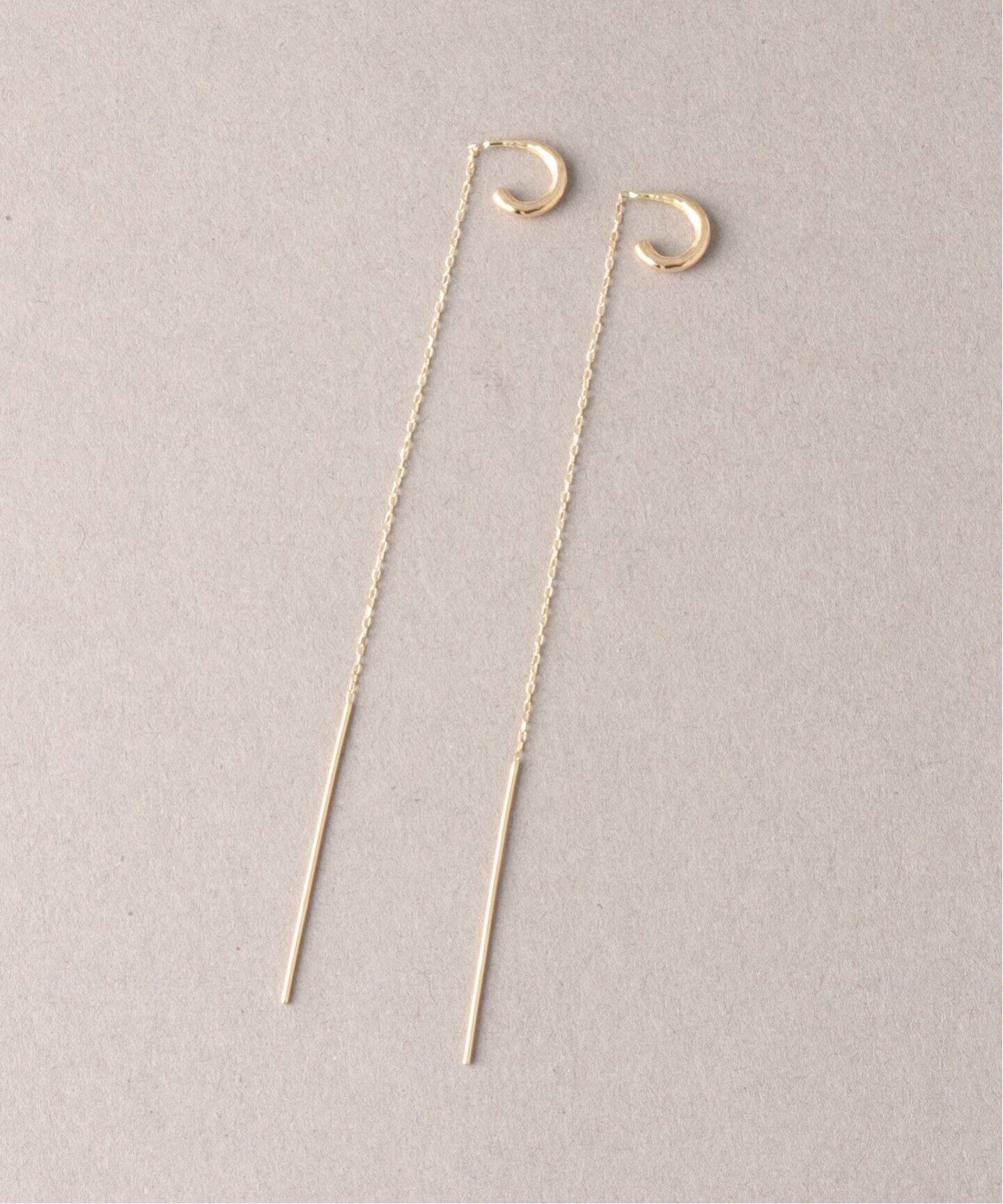 Cフープロングチェーンピアス K10（両耳）（ピアス（両耳用））｜Lilas 