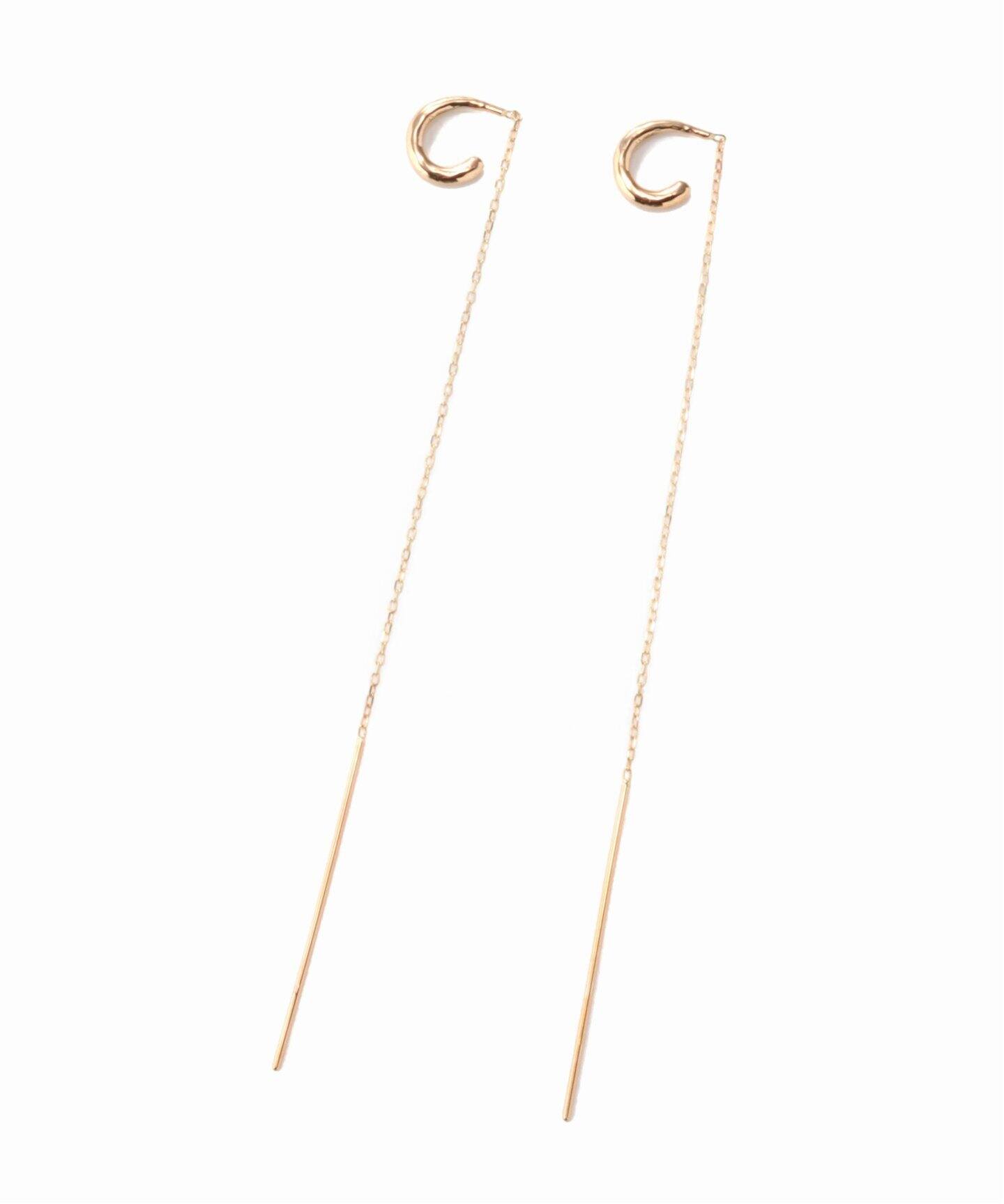 Cフープロングチェーンピアス K10（両耳）（ピアス（両耳用））｜Lilas 