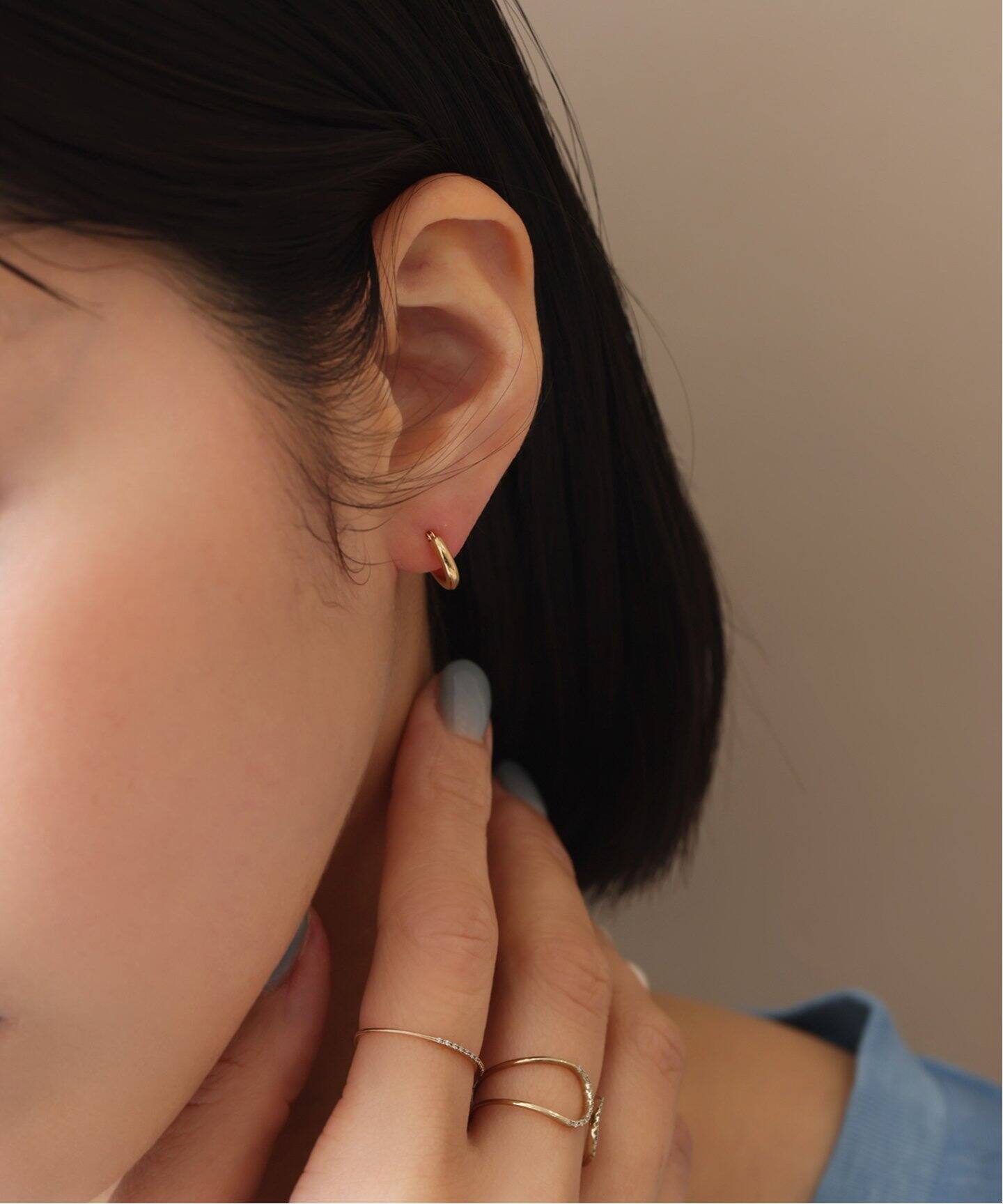 10mmフープパイプピアス K18（両耳）（ピアス（両耳用））｜Lilas  