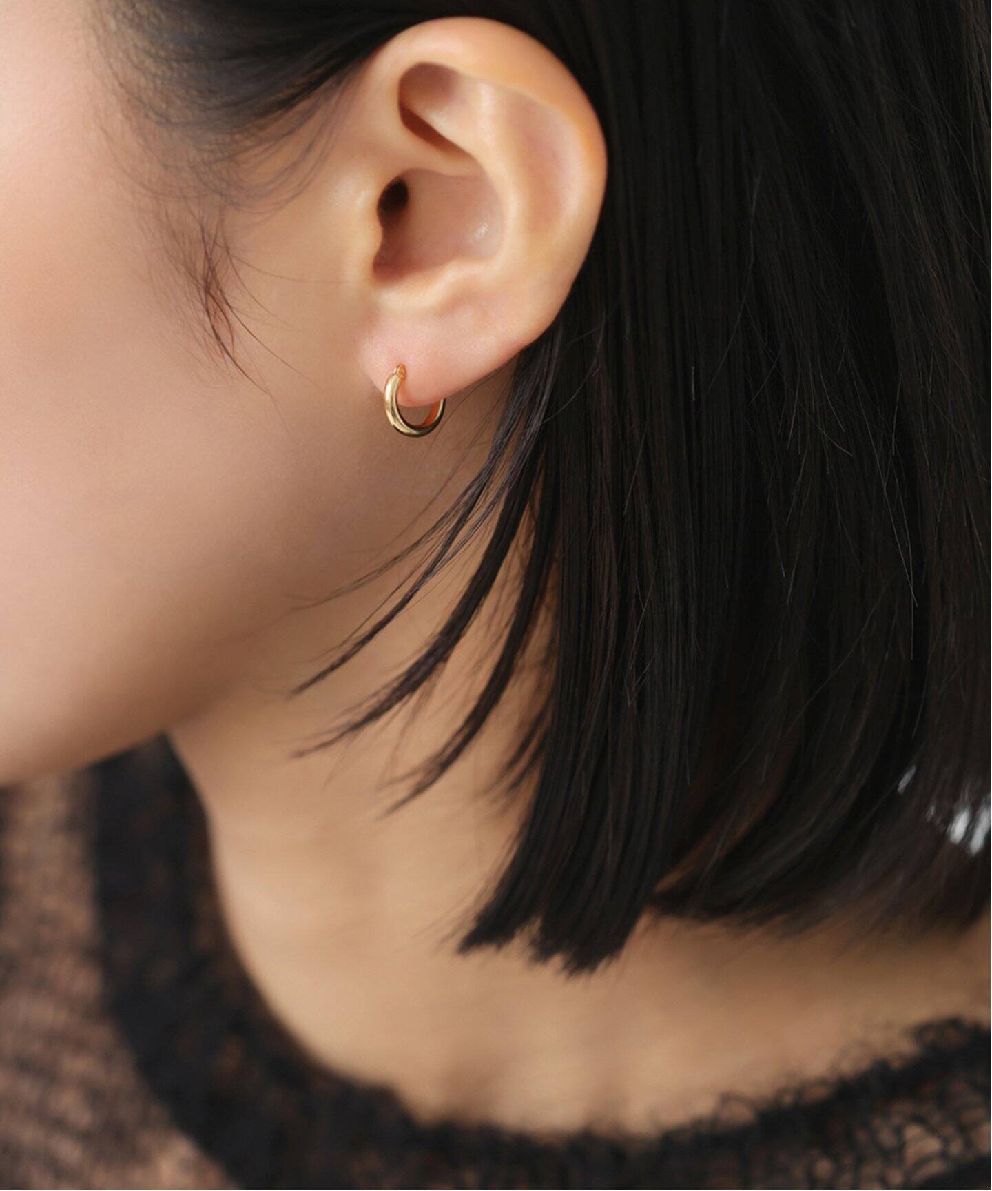 10mmフープパイプピアス K18（両耳）（ピアス（両耳用））｜Lilas 