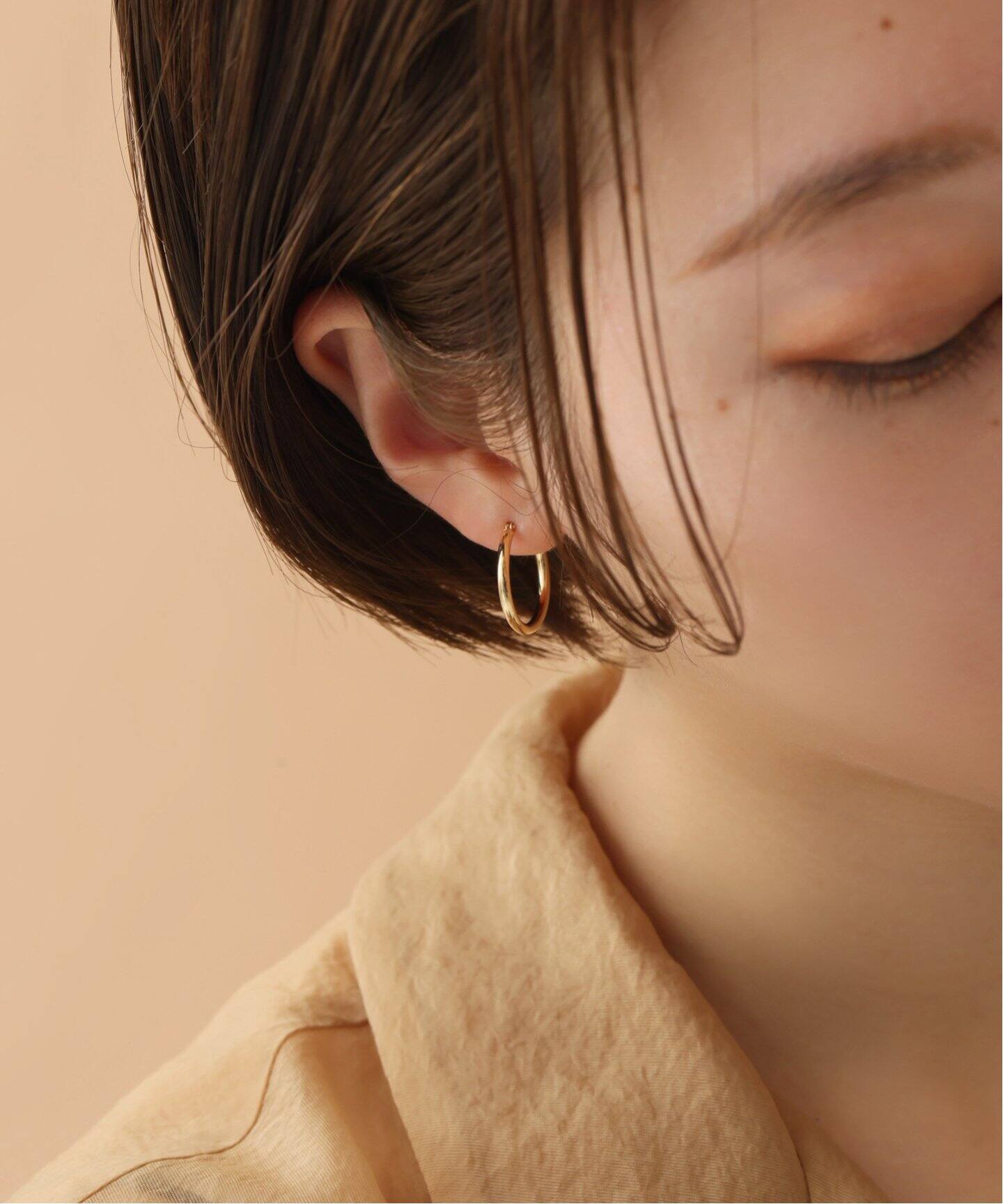 20mmフープパイプピアス K18（両耳）（ピアス（両耳用））｜Lilas 