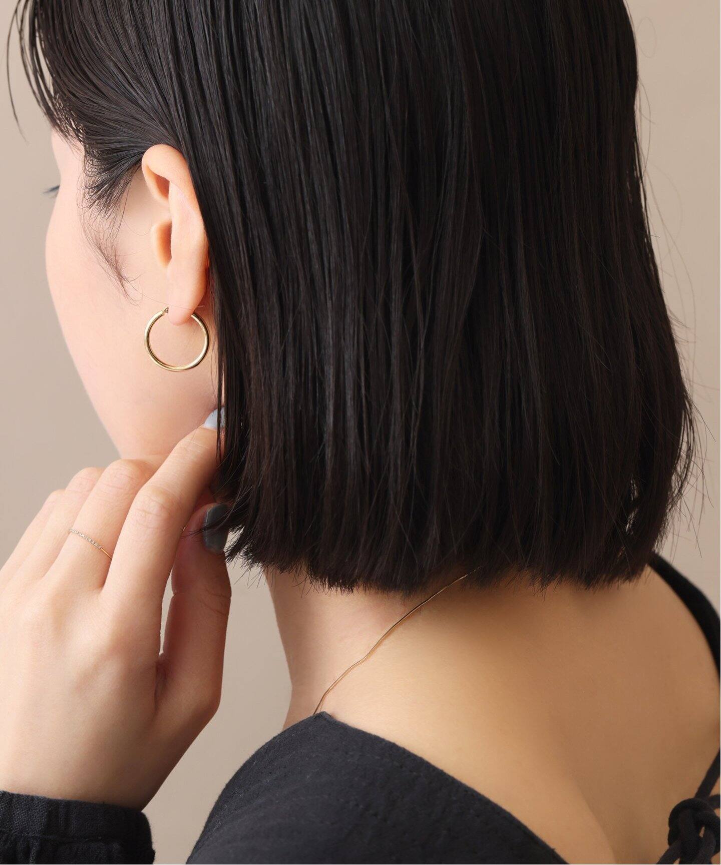 20mmフープパイプピアス K18（両耳）（ピアス（両耳用））｜Lilas 