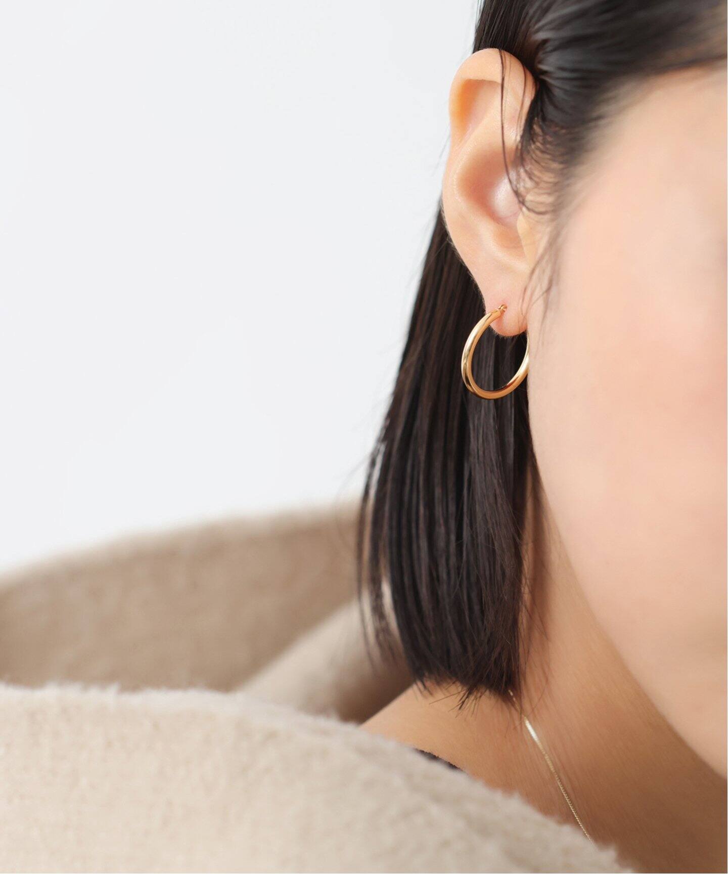20mmフープパイプピアス K18（両耳）（ピアス（両耳用））｜Lilas 