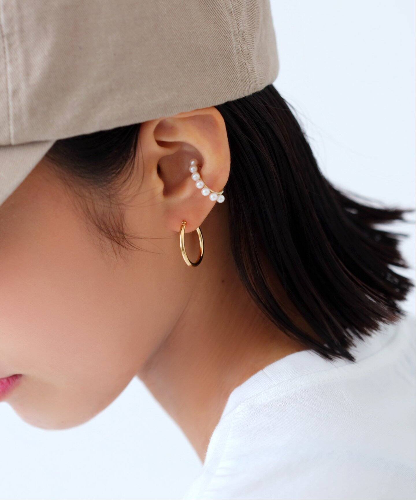 20mmフープパイプピアス K18（両耳）（ピアス（両耳用））｜Lilas 