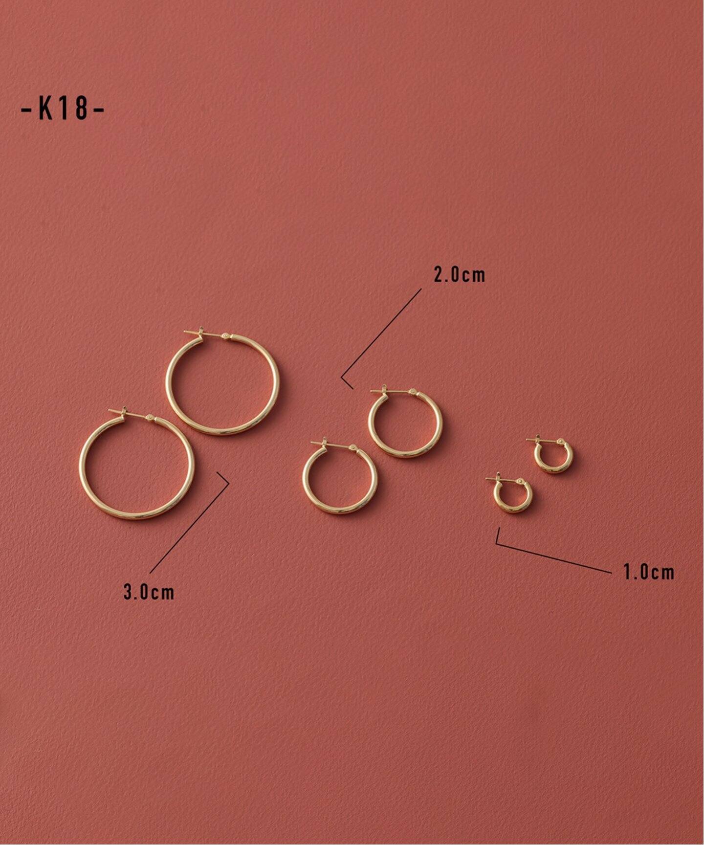 20mmフープパイプピアス K18（両耳）（ピアス（両耳用））｜Lilas 