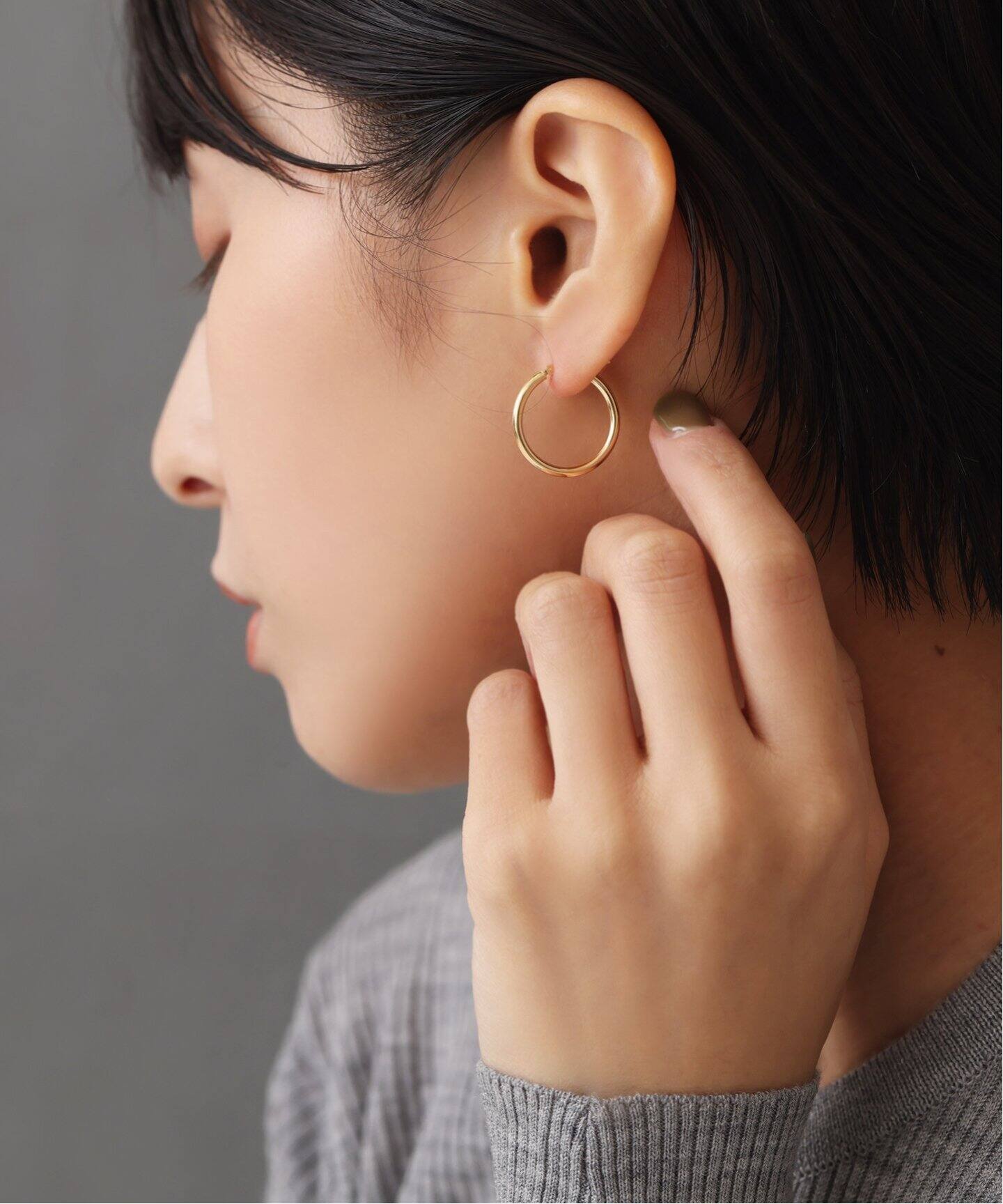 20mmフープパイプピアス K18（両耳）（ピアス（両耳用））｜Lilas  