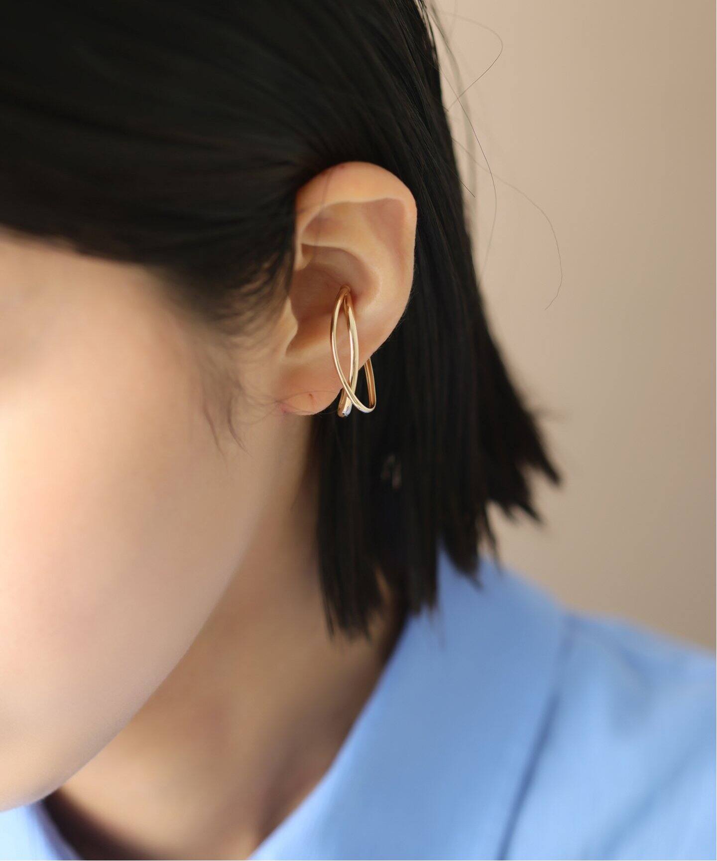 ダブルクロスイヤーカフ K10（片耳）（イヤーカフ）｜Lilas（リラ）の  