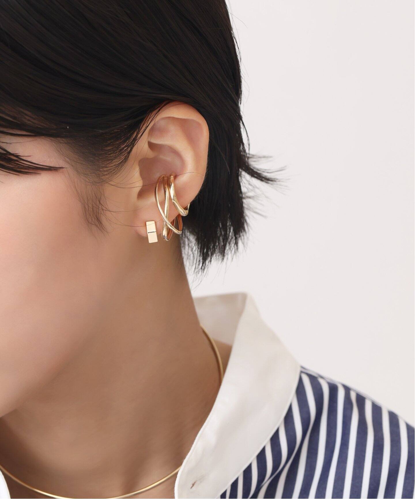 ダブルクロスイヤーカフ K10（片耳）（イヤーカフ）｜Lilas（リラ）の  